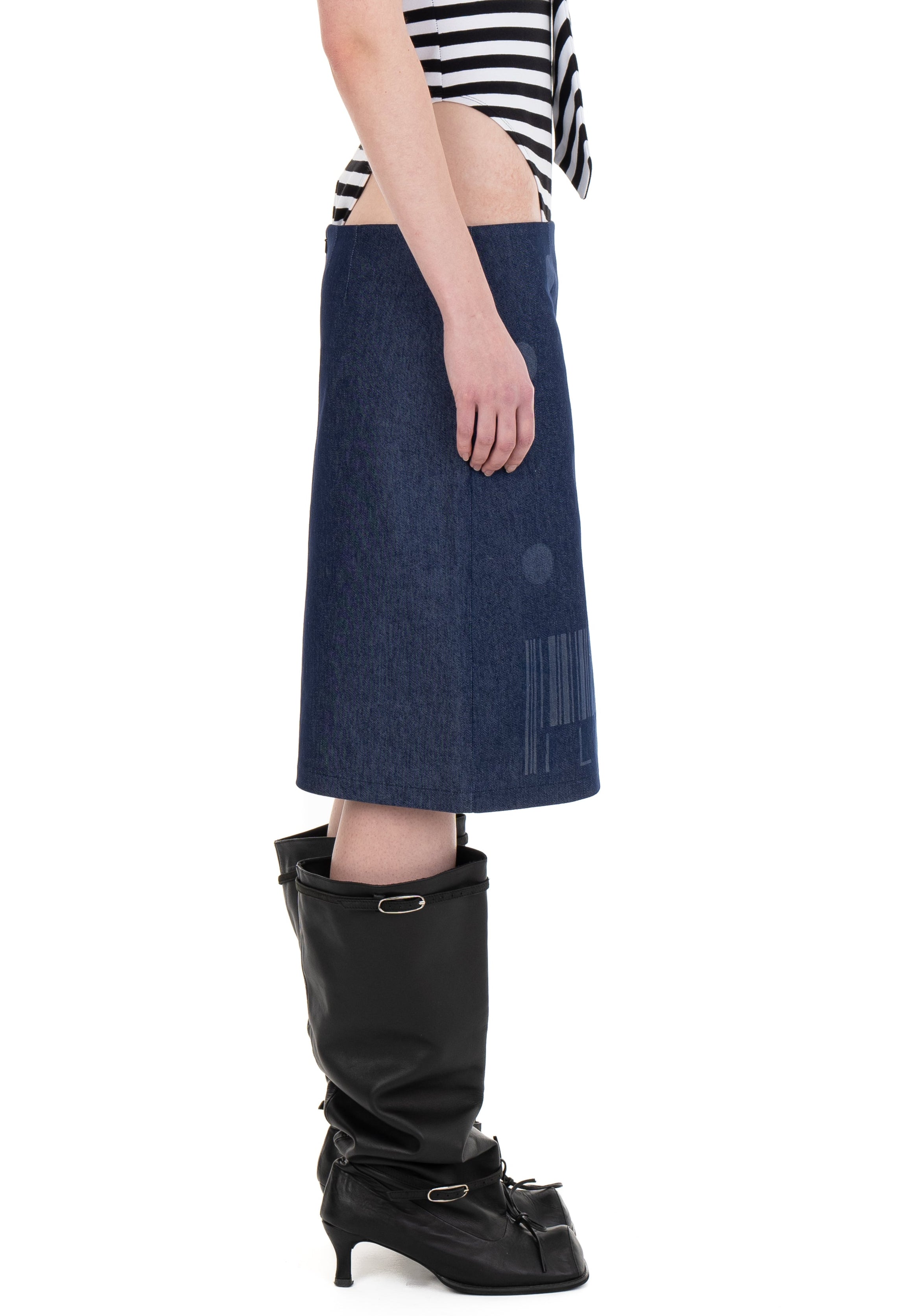 I love you denim midi skirt