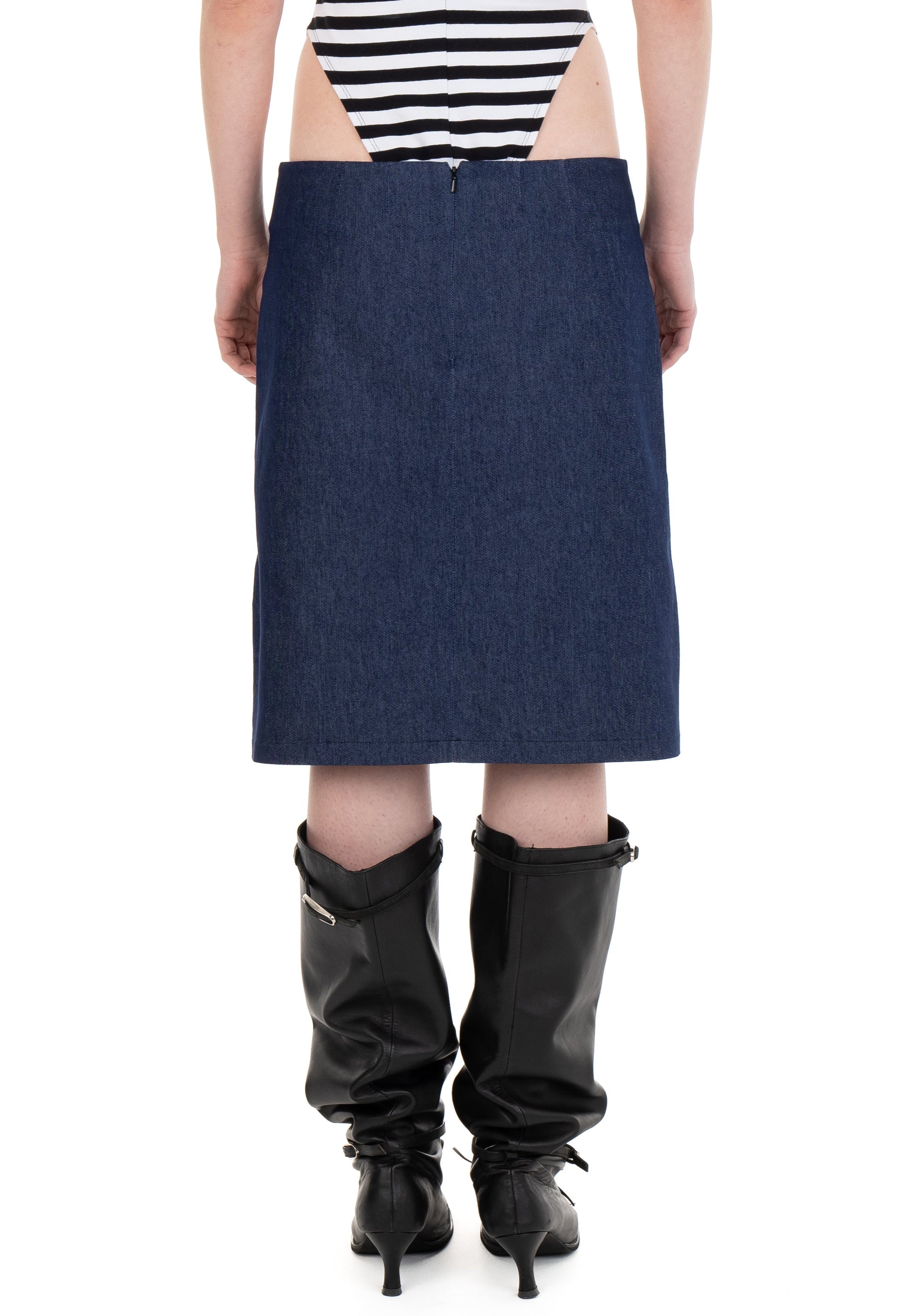 I love you denim midi skirt