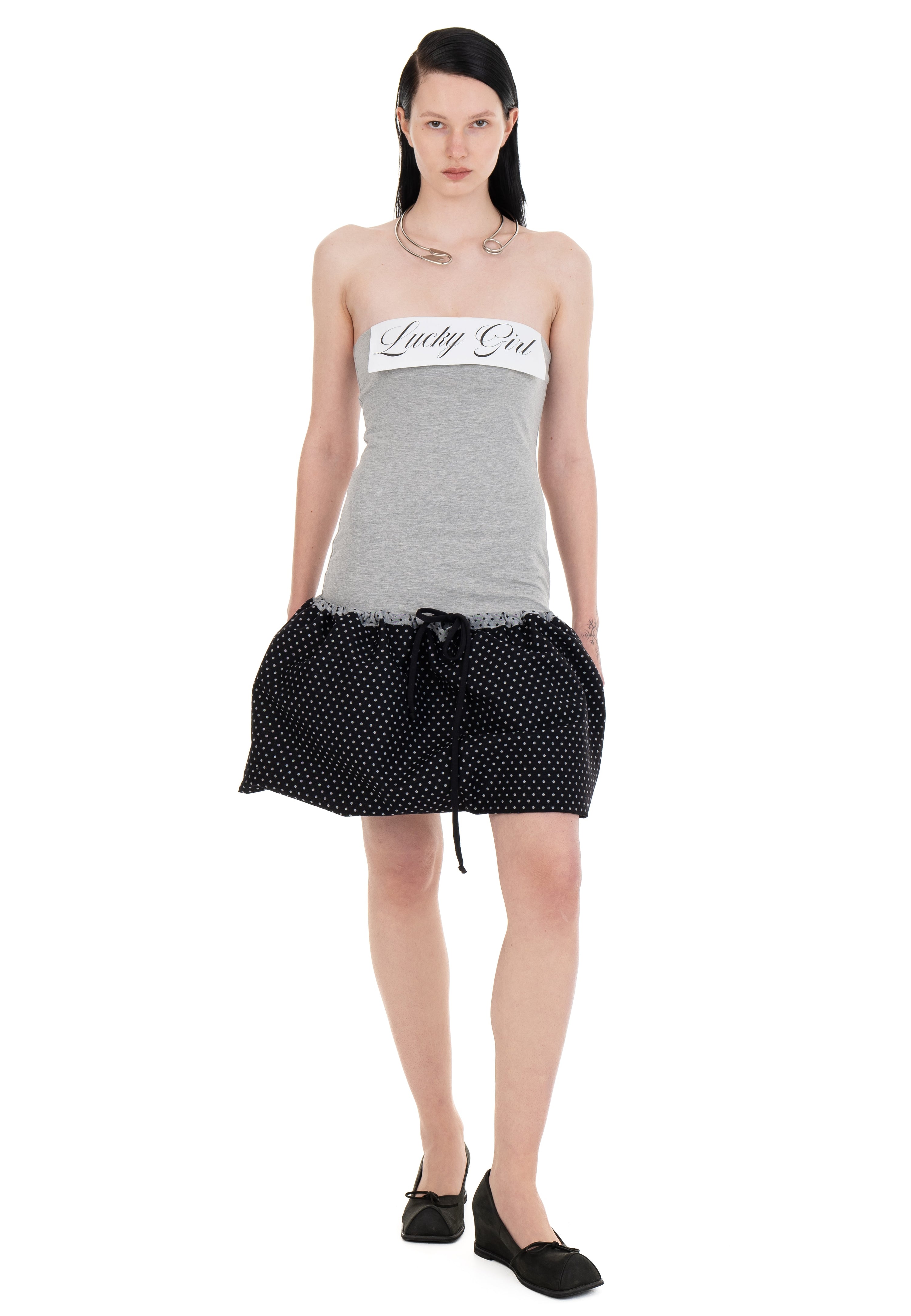 Lucky girl tube dress grey