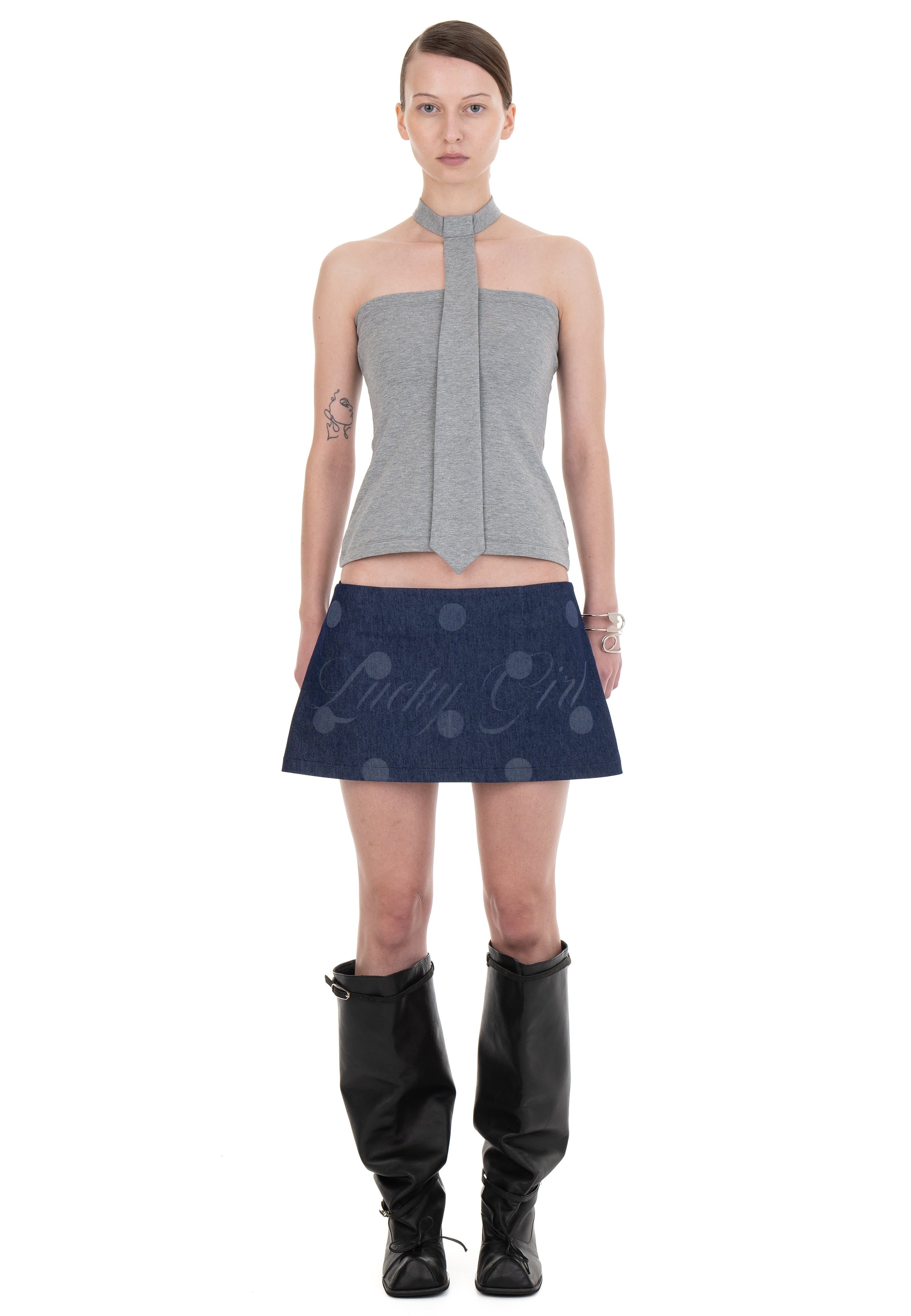Lucky girl denim mini skirt