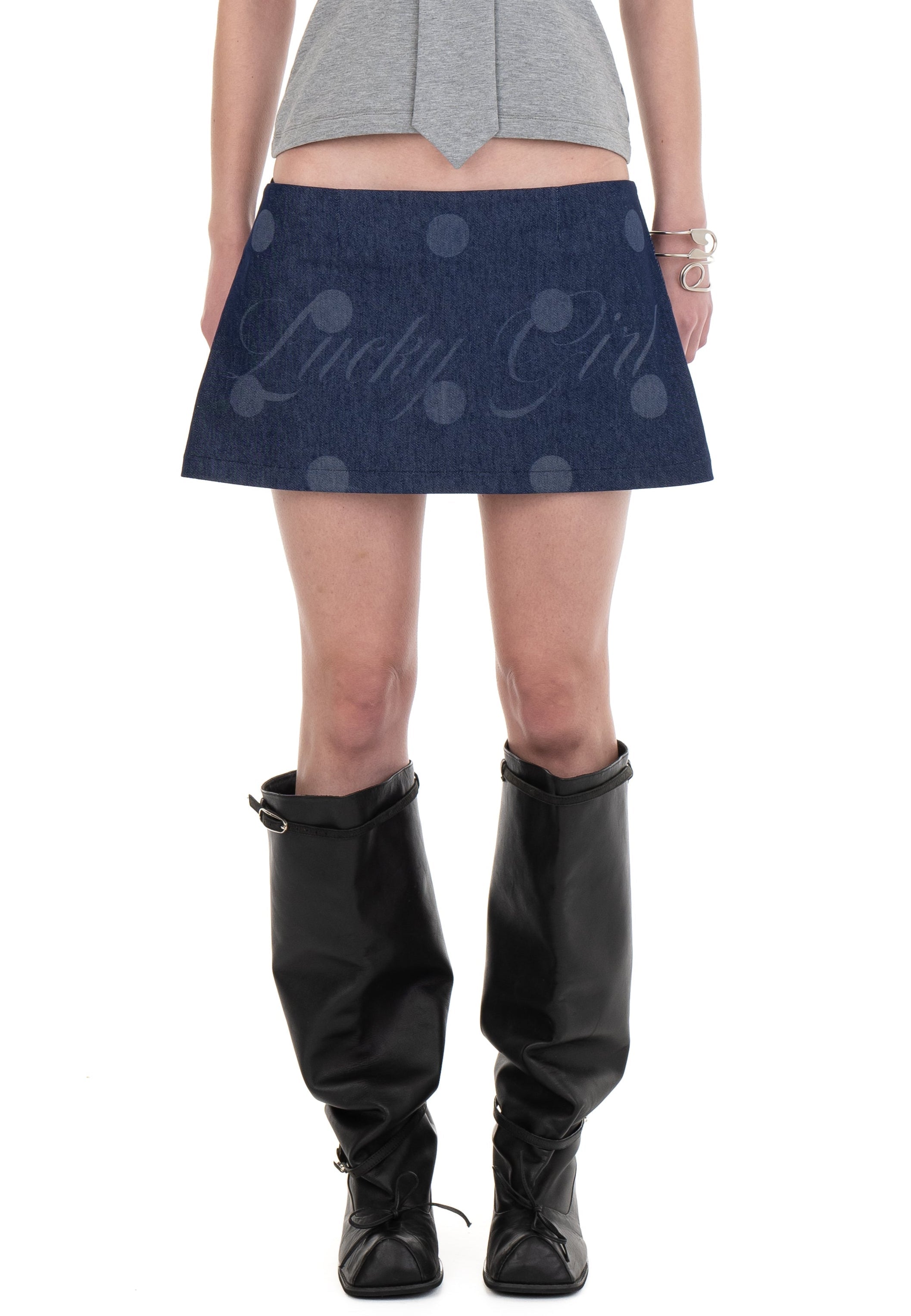 Lucky girl denim mini skirt