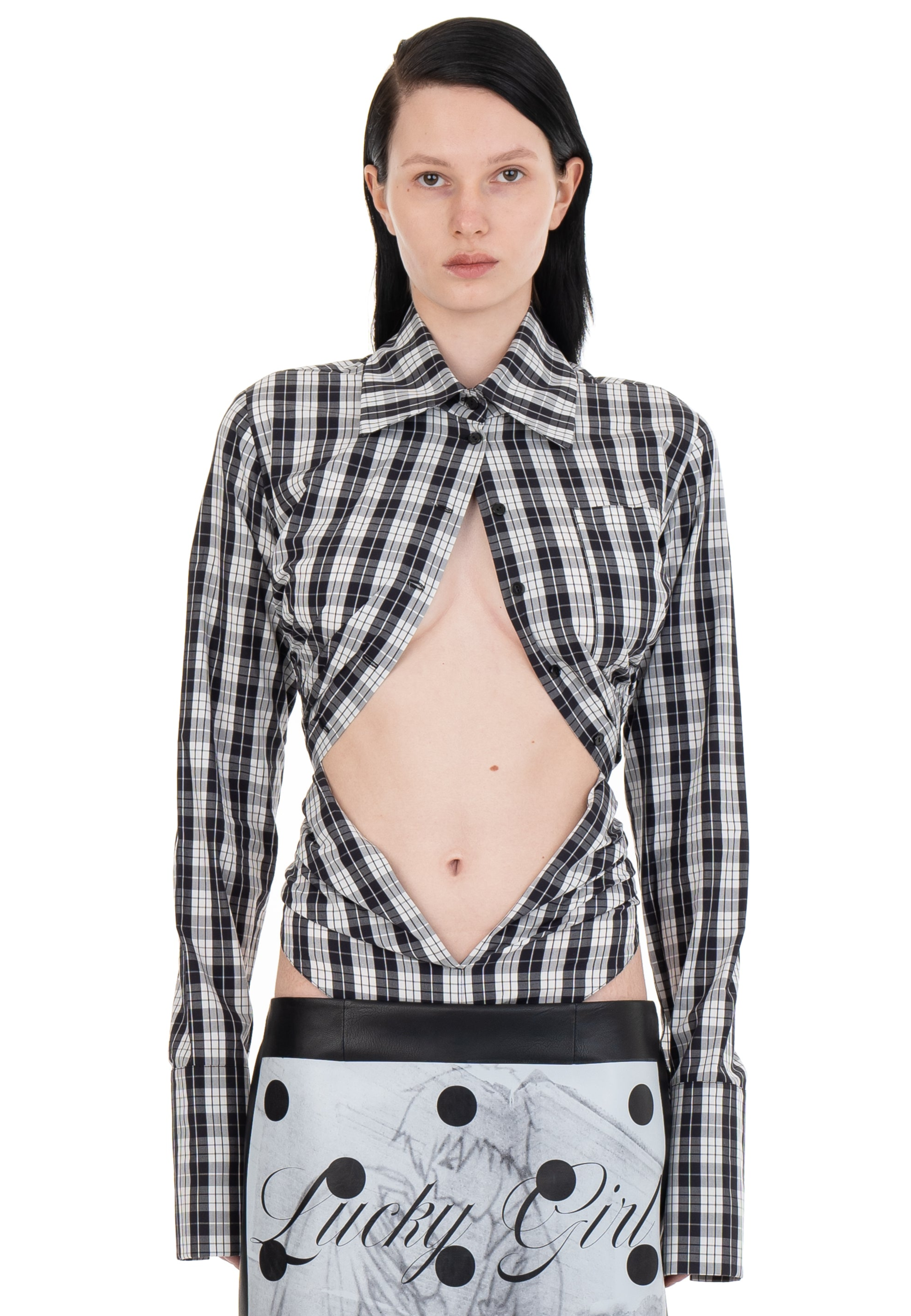 Draped shirt checkered