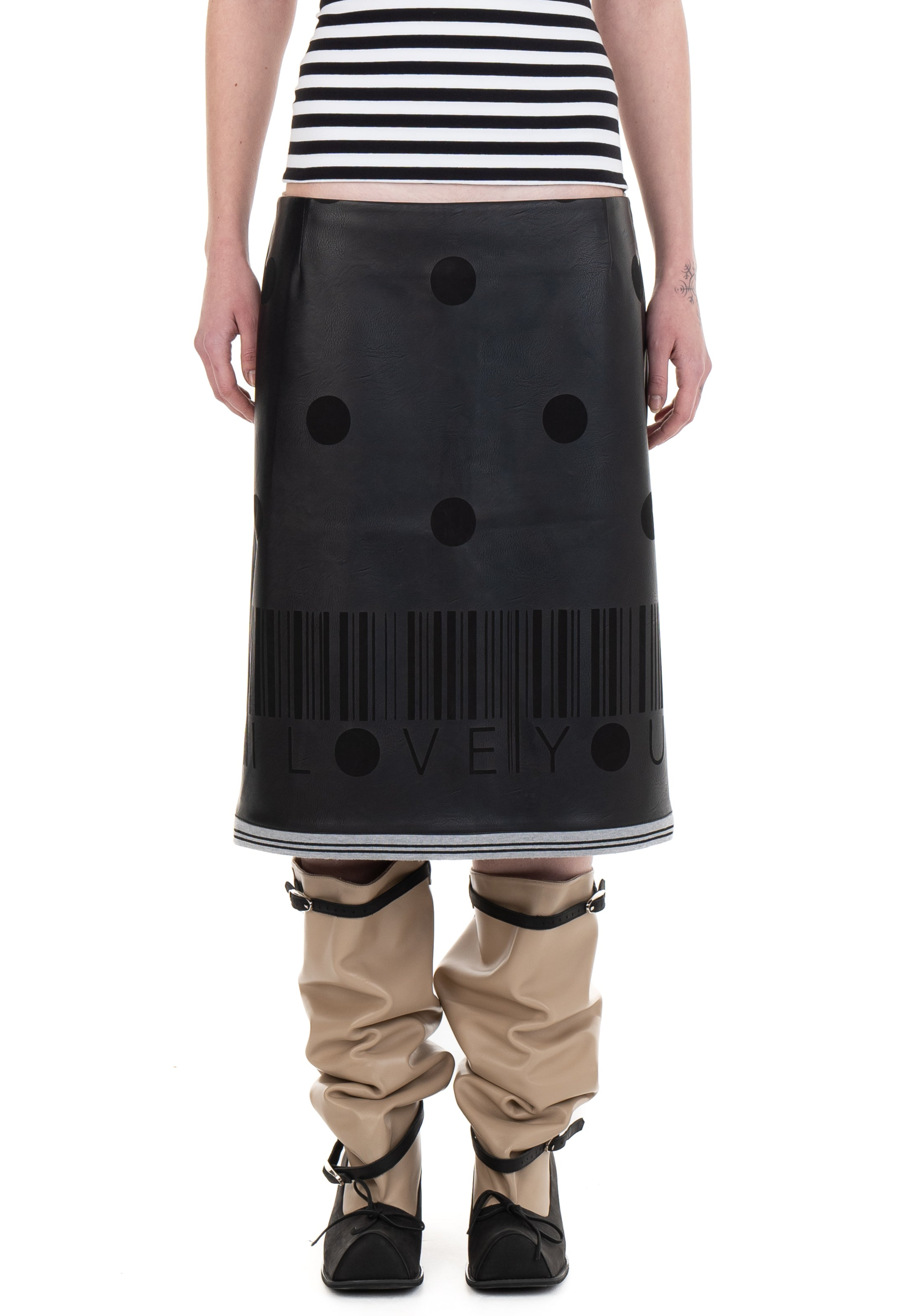 I love you leather midi skirt