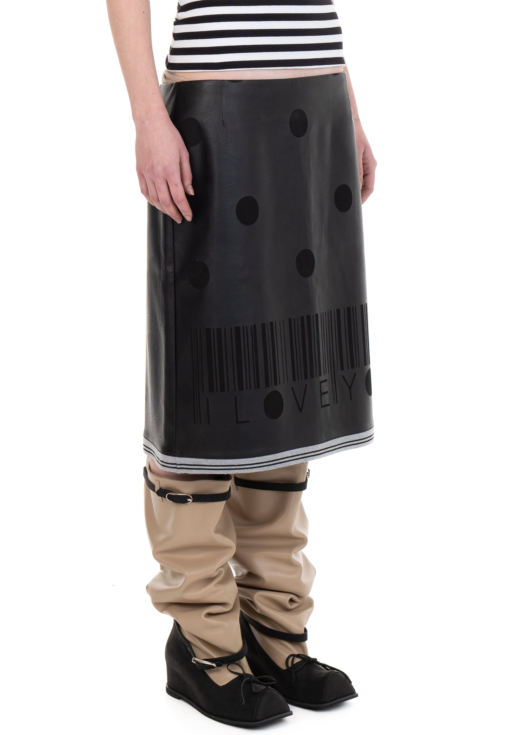 I love you leather midi skirt