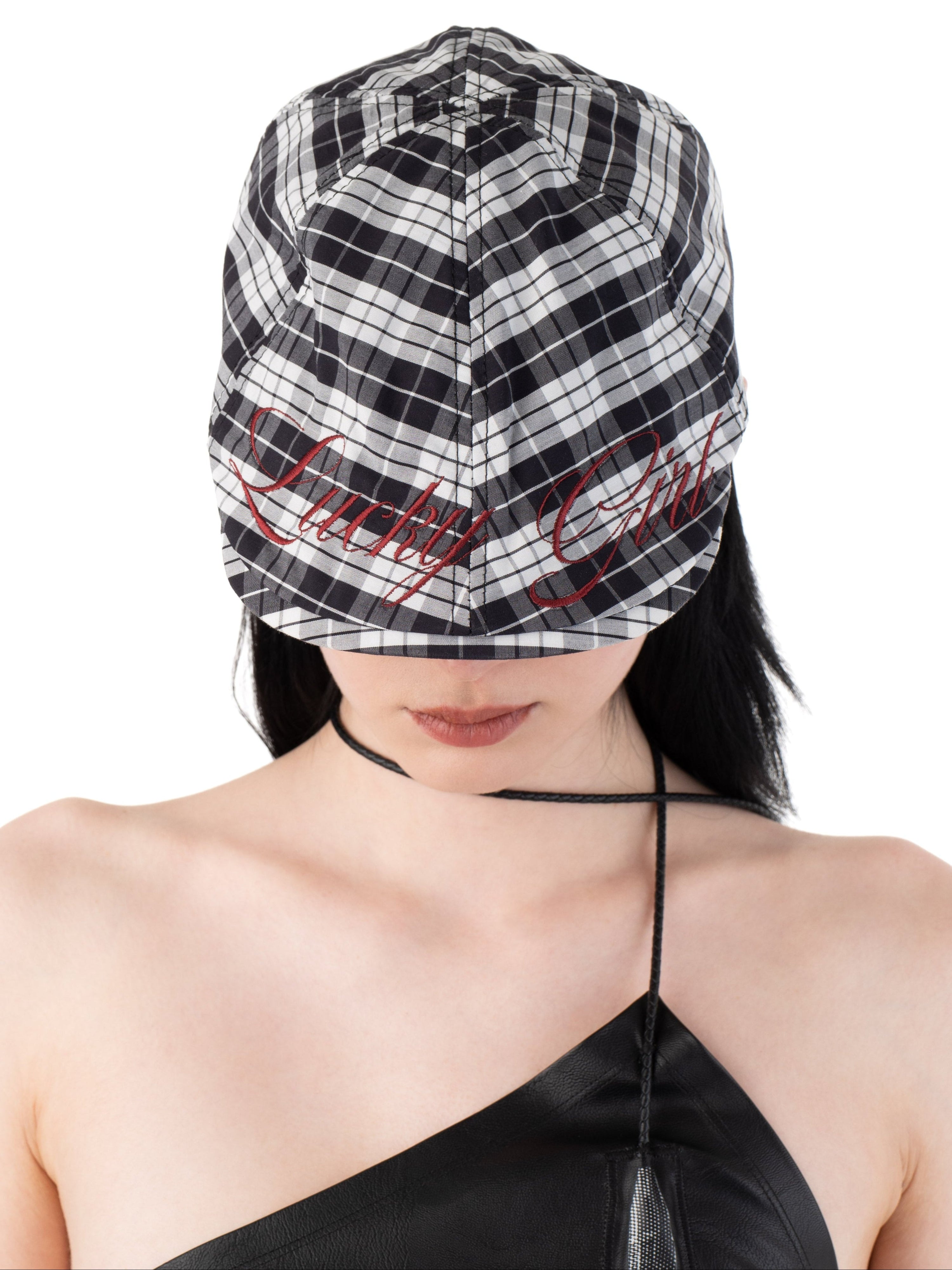 Lucky girl cotton cap white/black