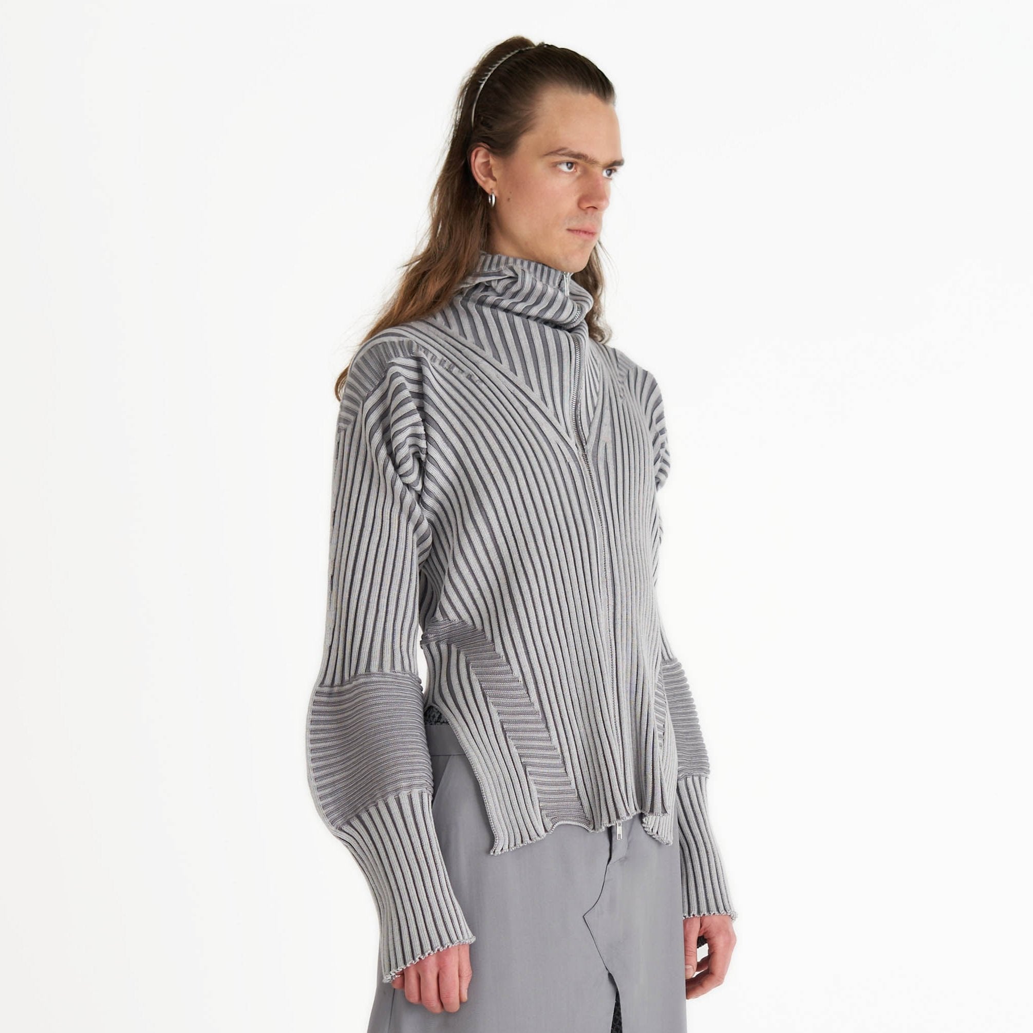 Healer knit zip jacket silver