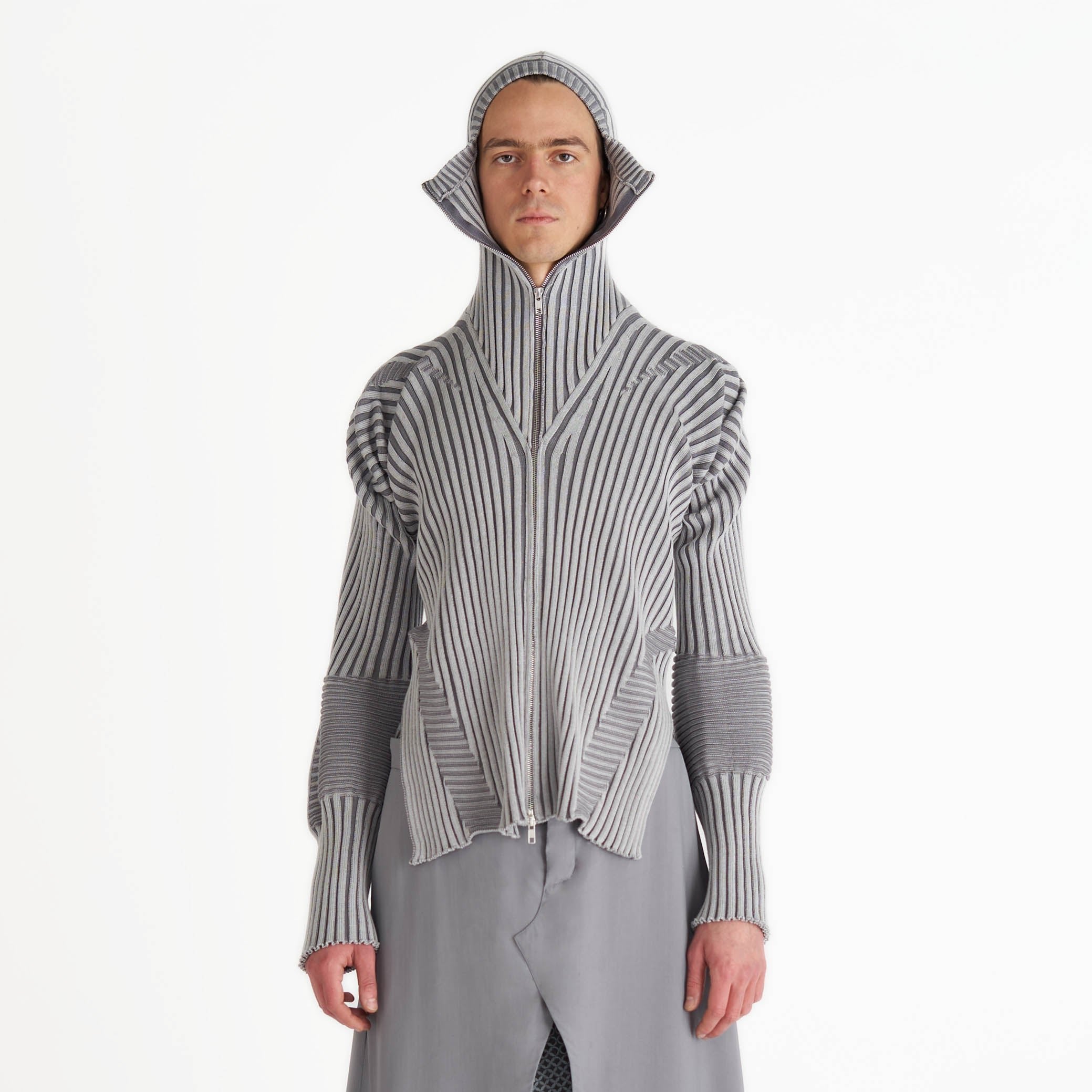 Healer knit zip jacket silver