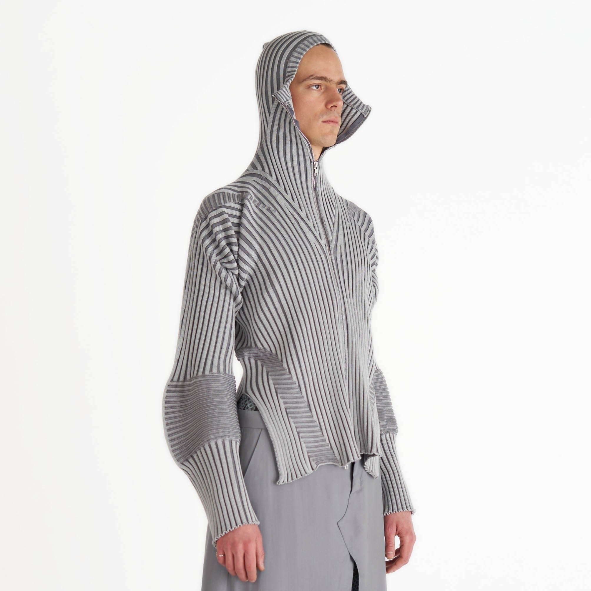 Healer knit zip jacket silver