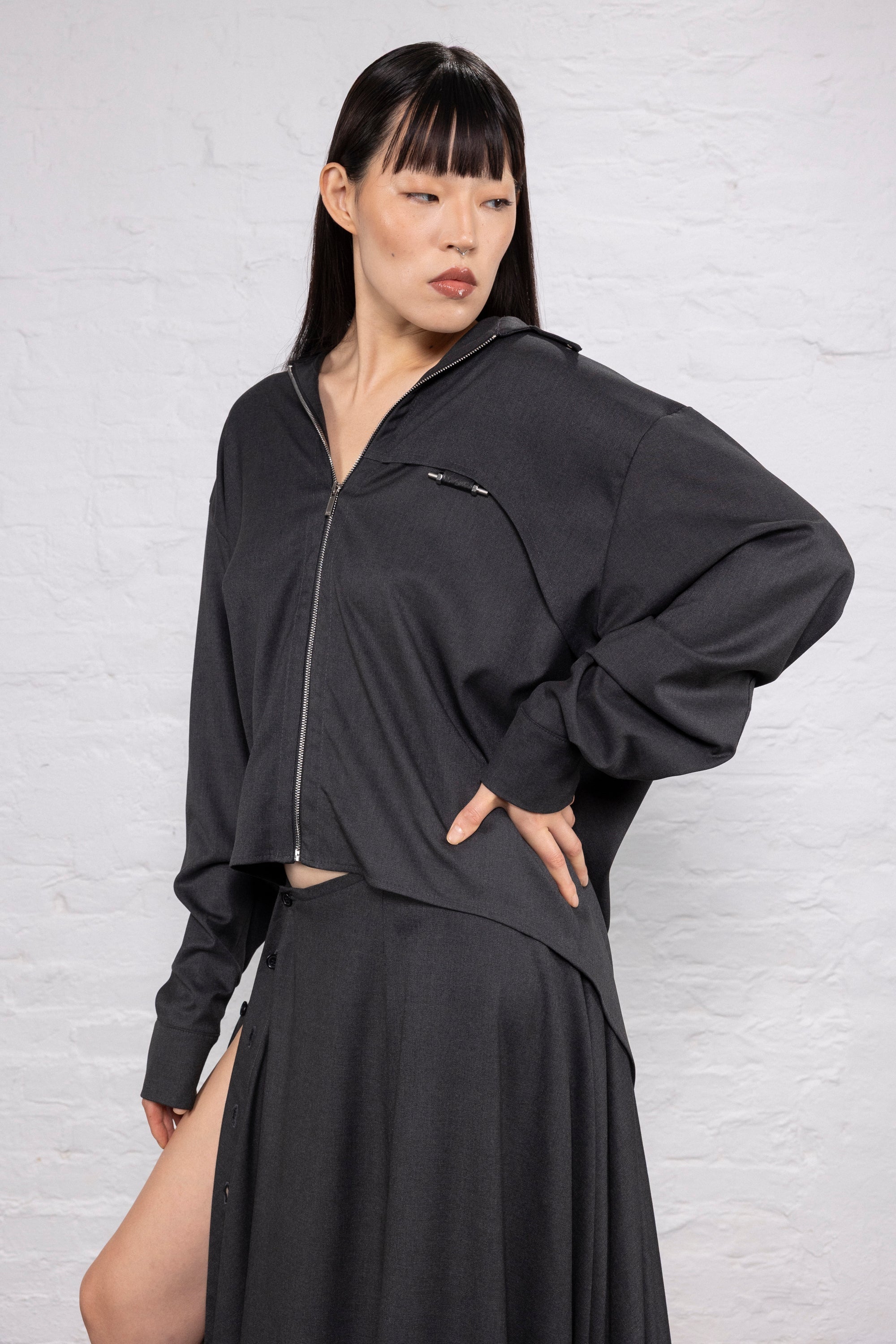 Zip shirt grey