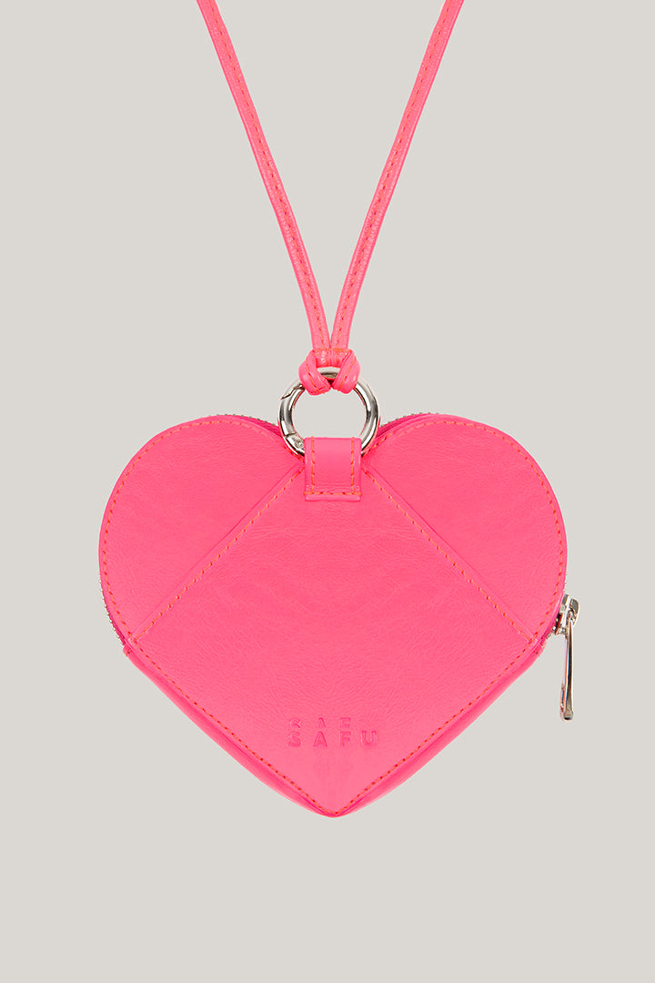 Amor neck wallet neon pink