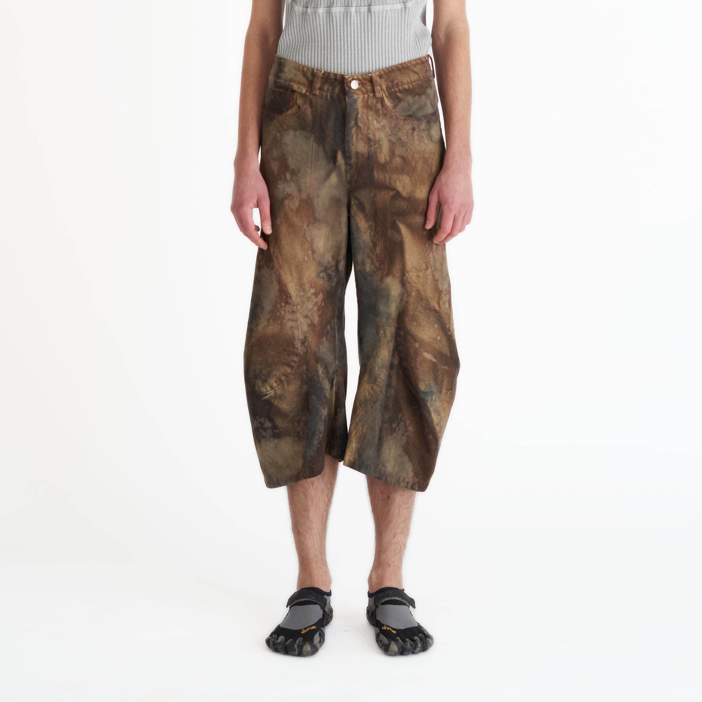 Cropped engineered flare acid sienna-sale