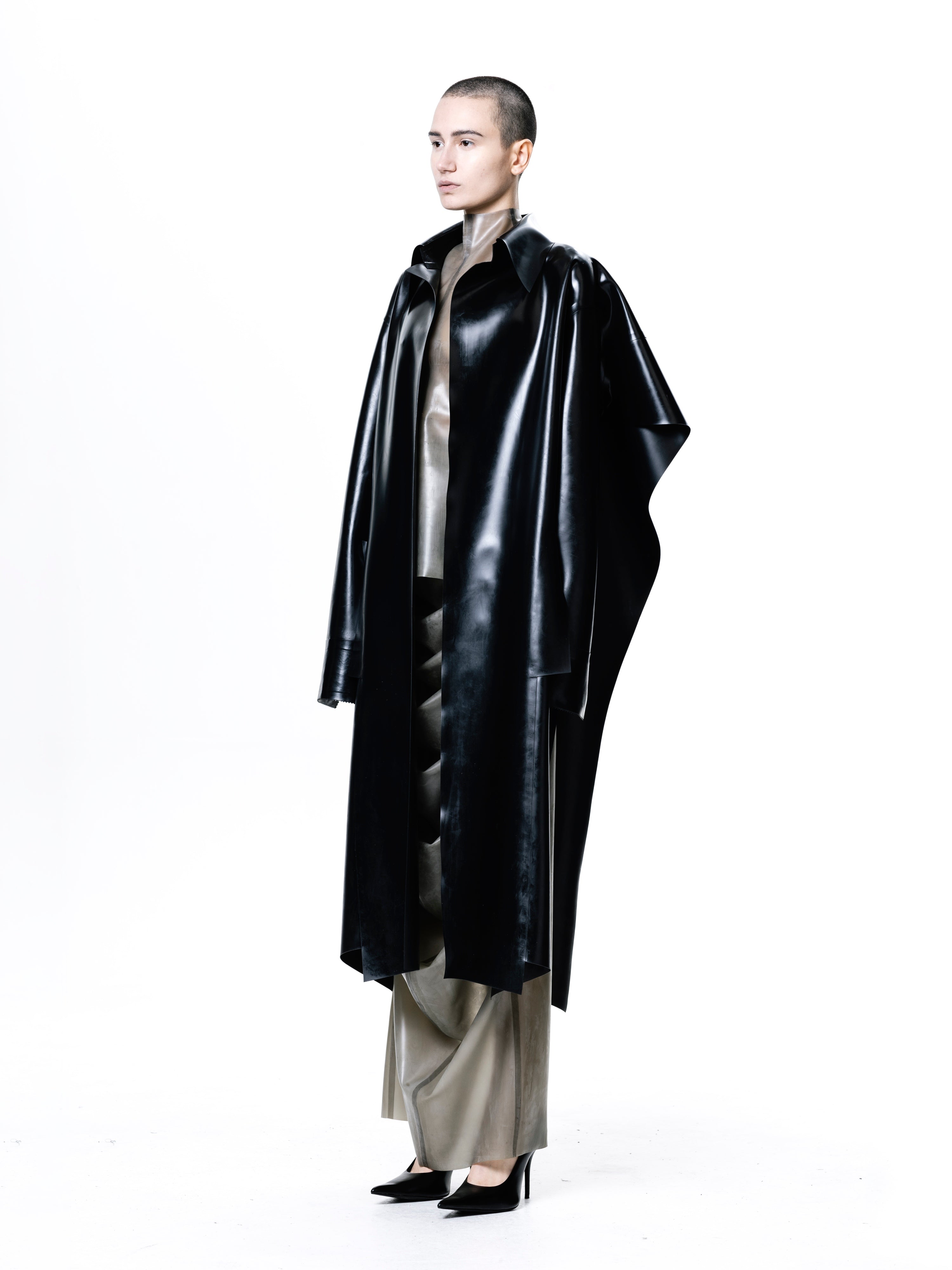 Latex cape coat
