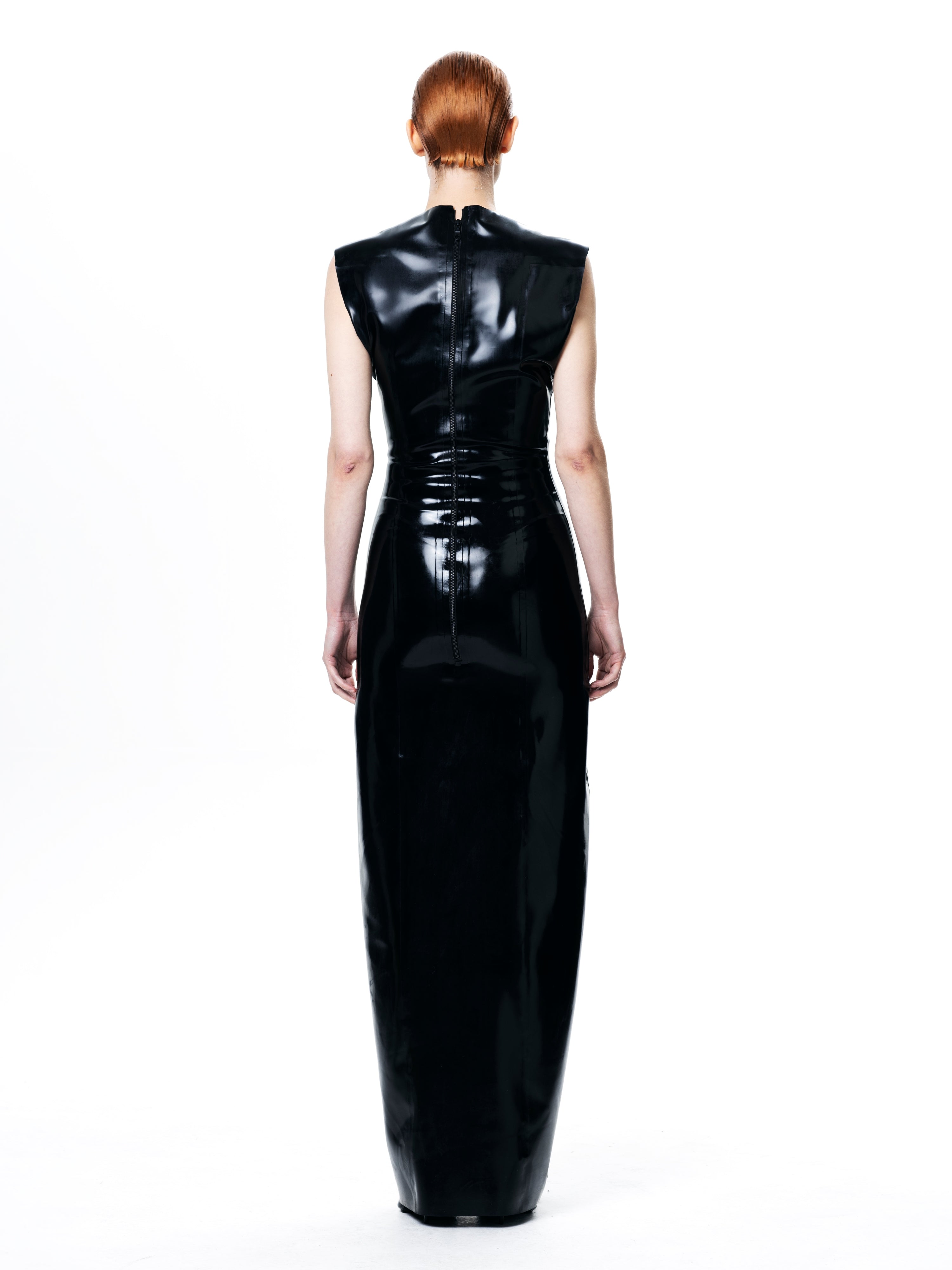 Latex fitted maxi dress
