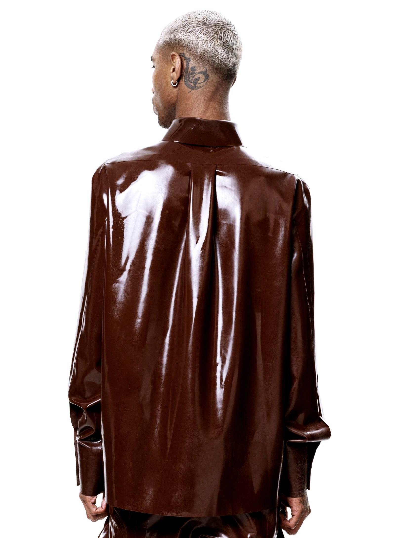 Signature latex shirt - brown