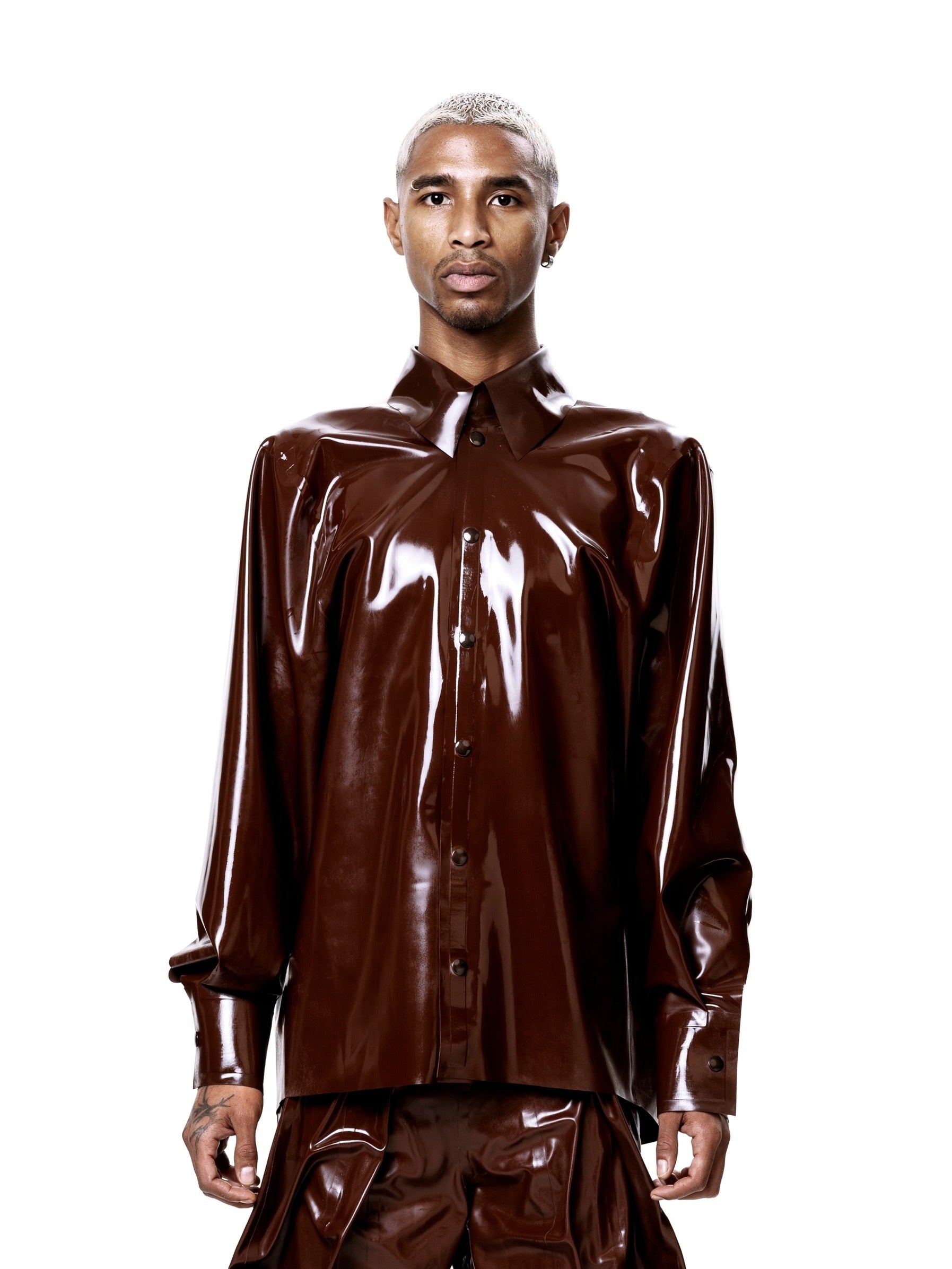 Signature latex shirt - brown