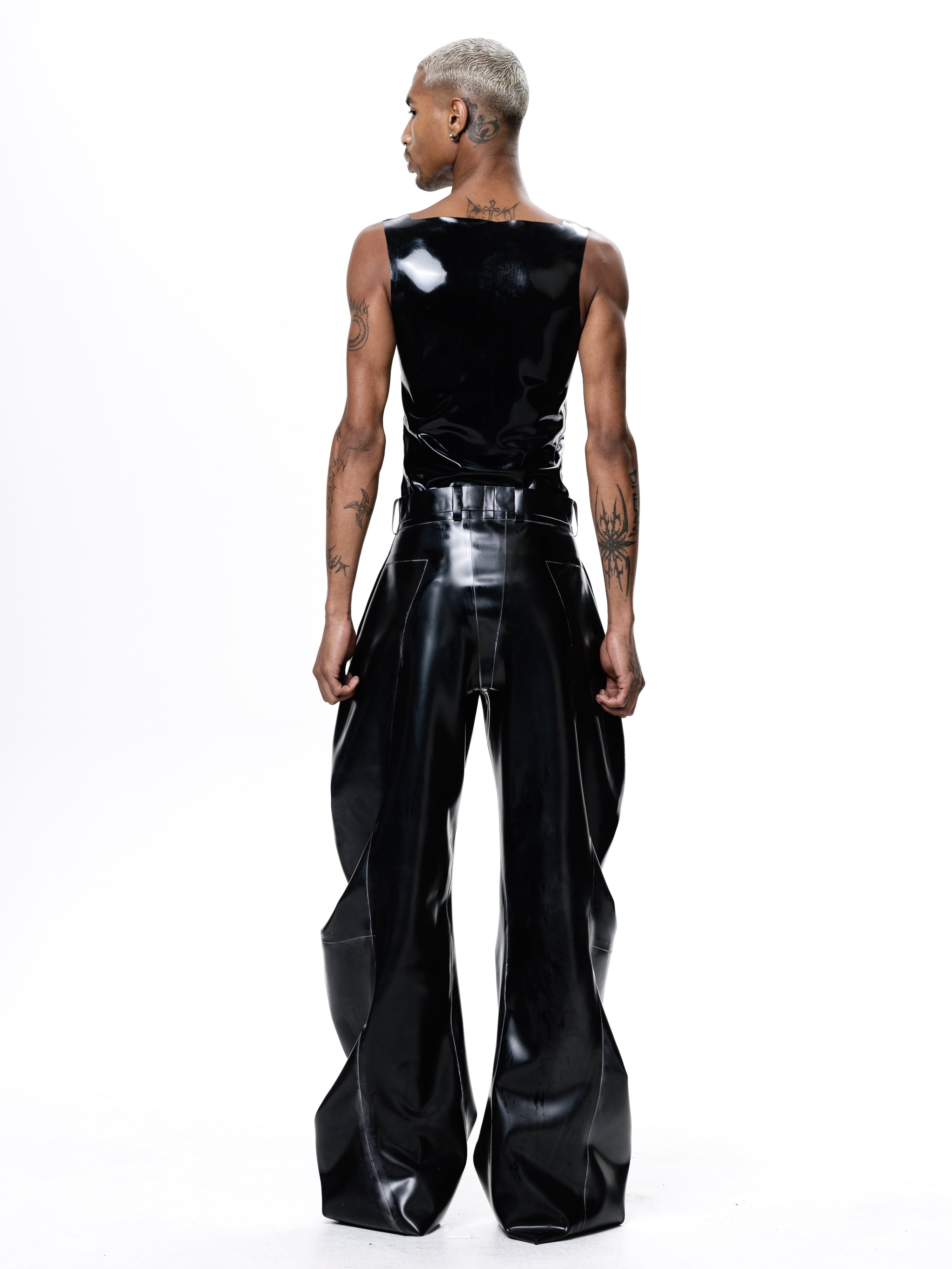 Latex deflated trousers - black