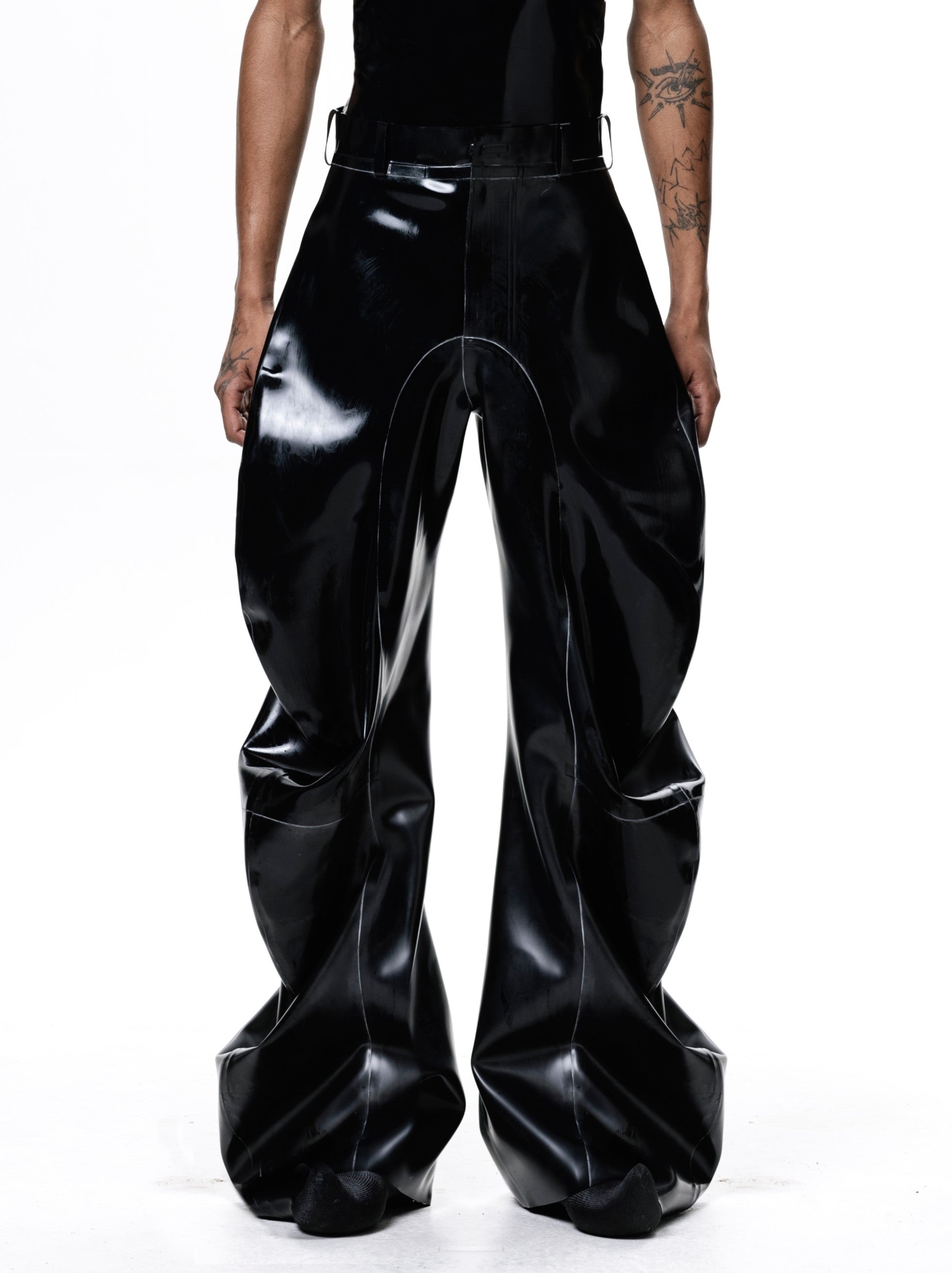Latex deflated trousers - black