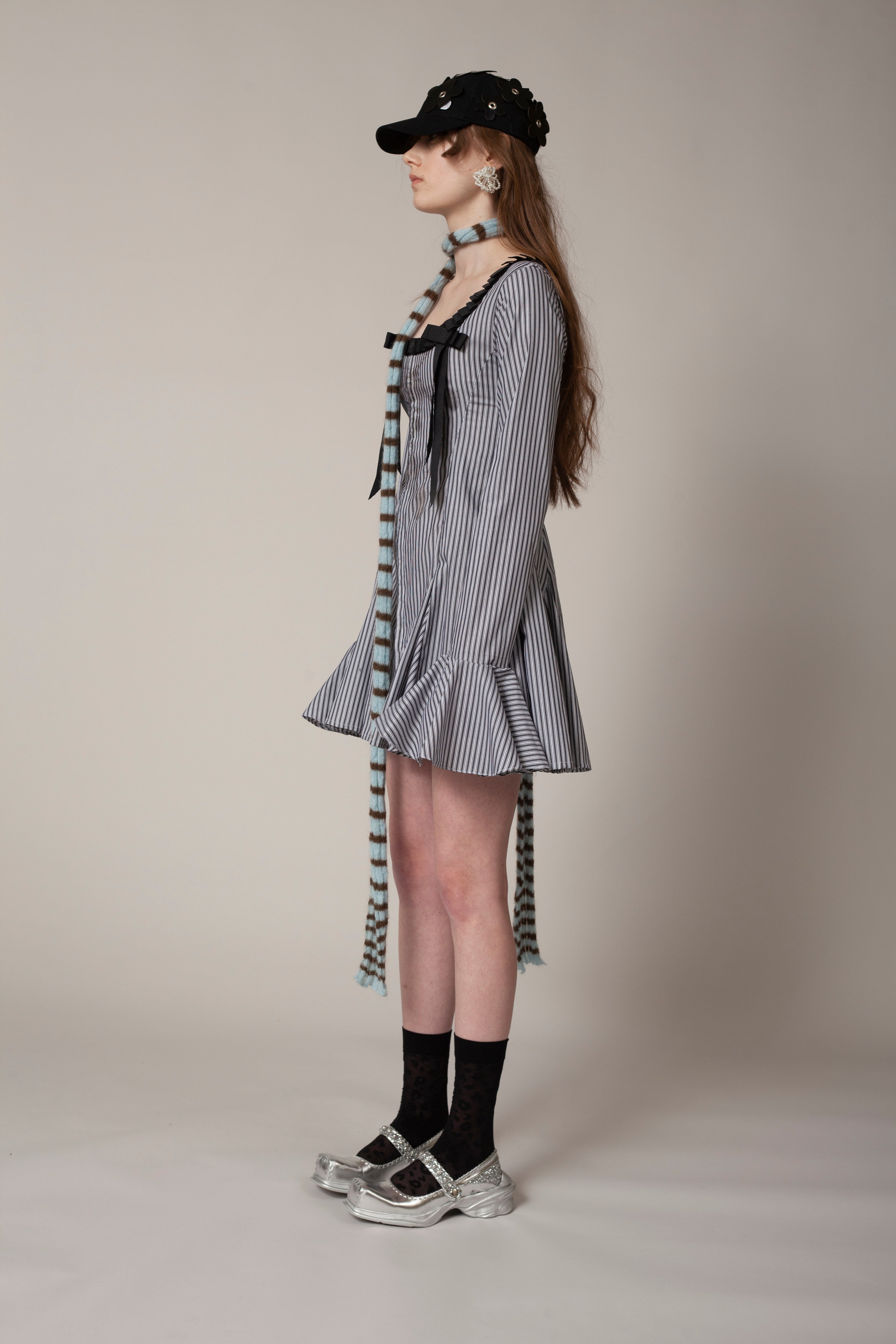 Kiara scarf - blue brown mohair