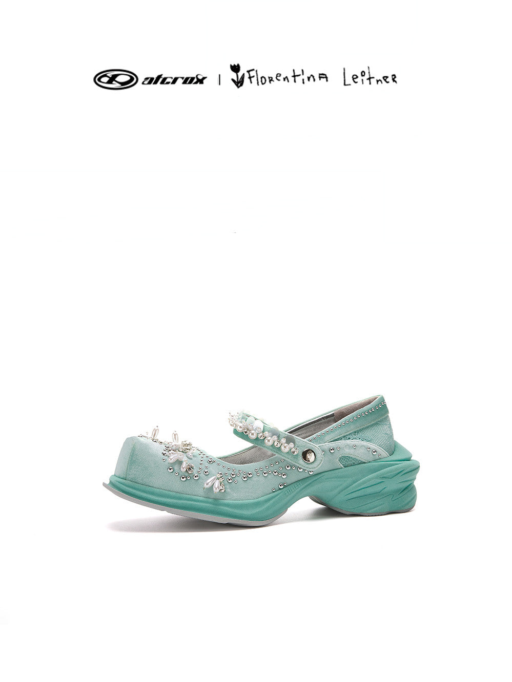 Velvet pearl shoes - light blue