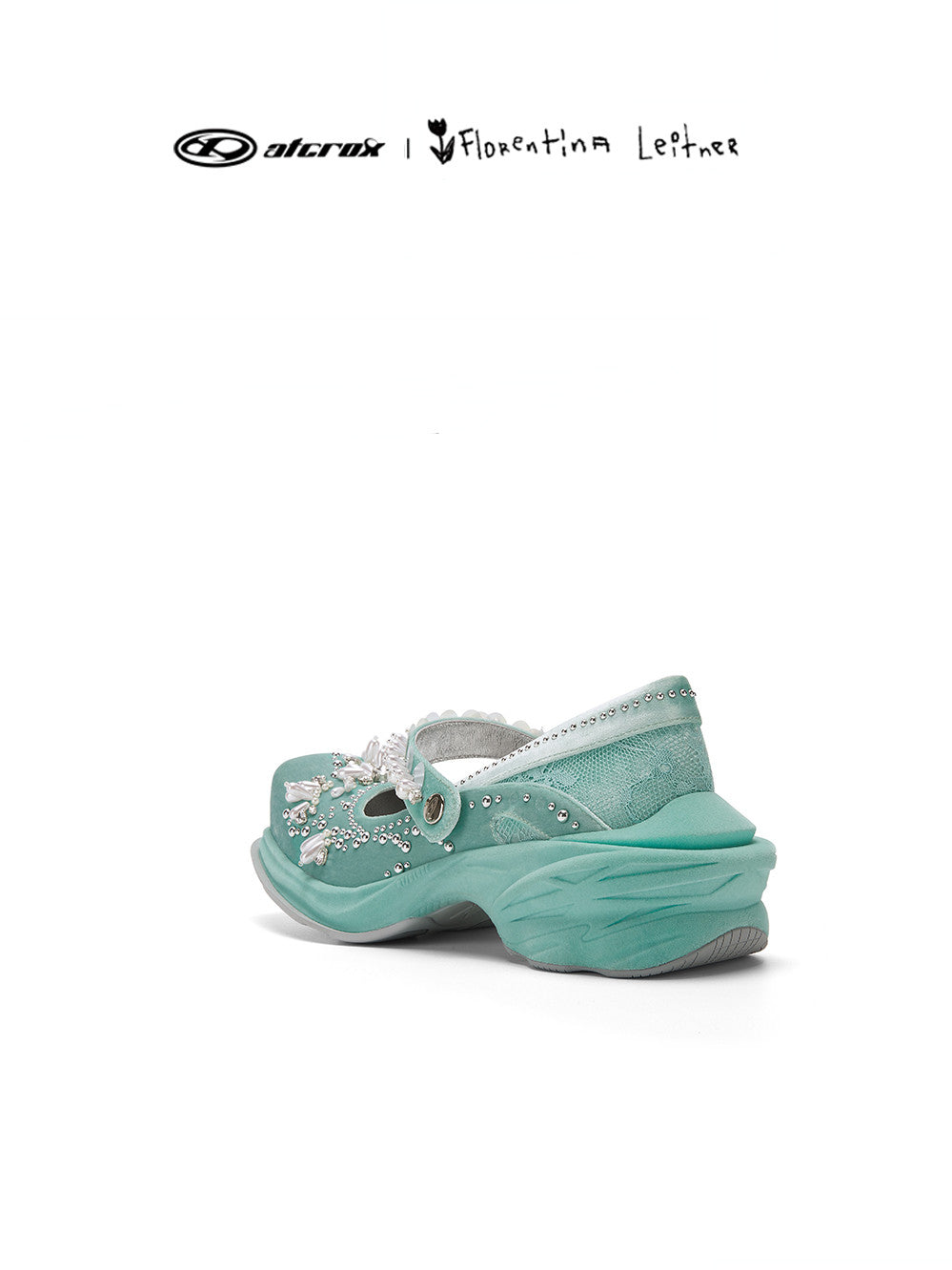 Velvet pearl shoes - light blue