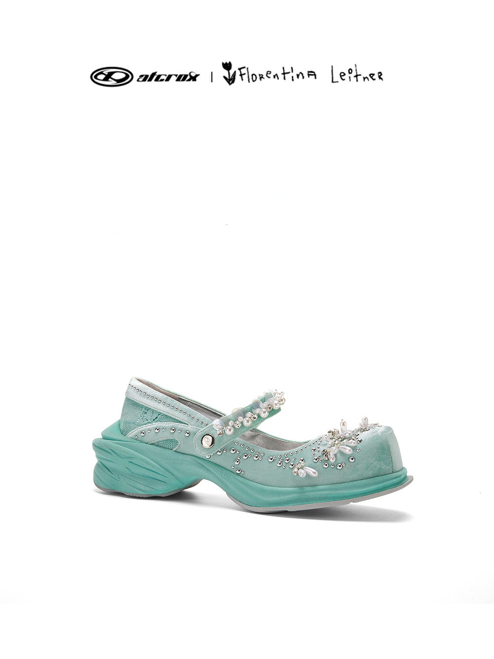 Velvet pearl shoes - light blue