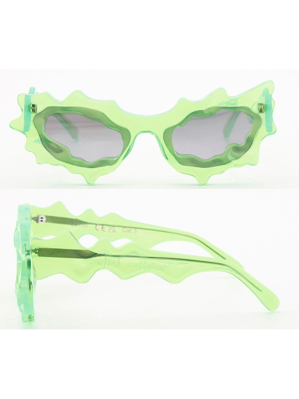 Neon green + mirror lenses spike sunglasses