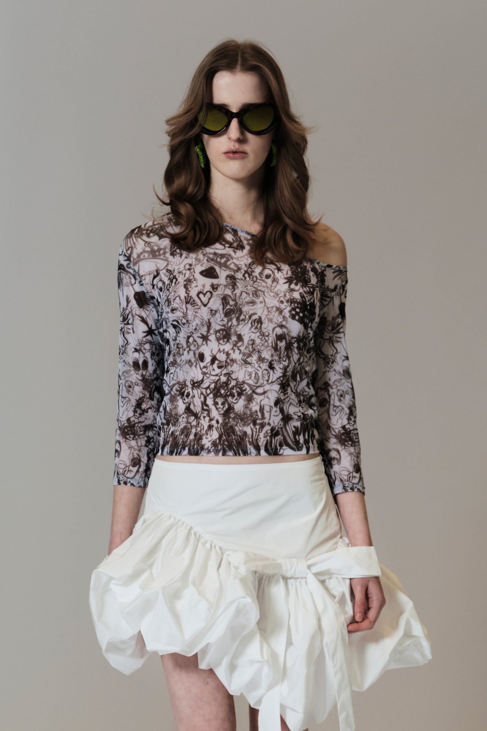 Tilly top sketchbook print white
