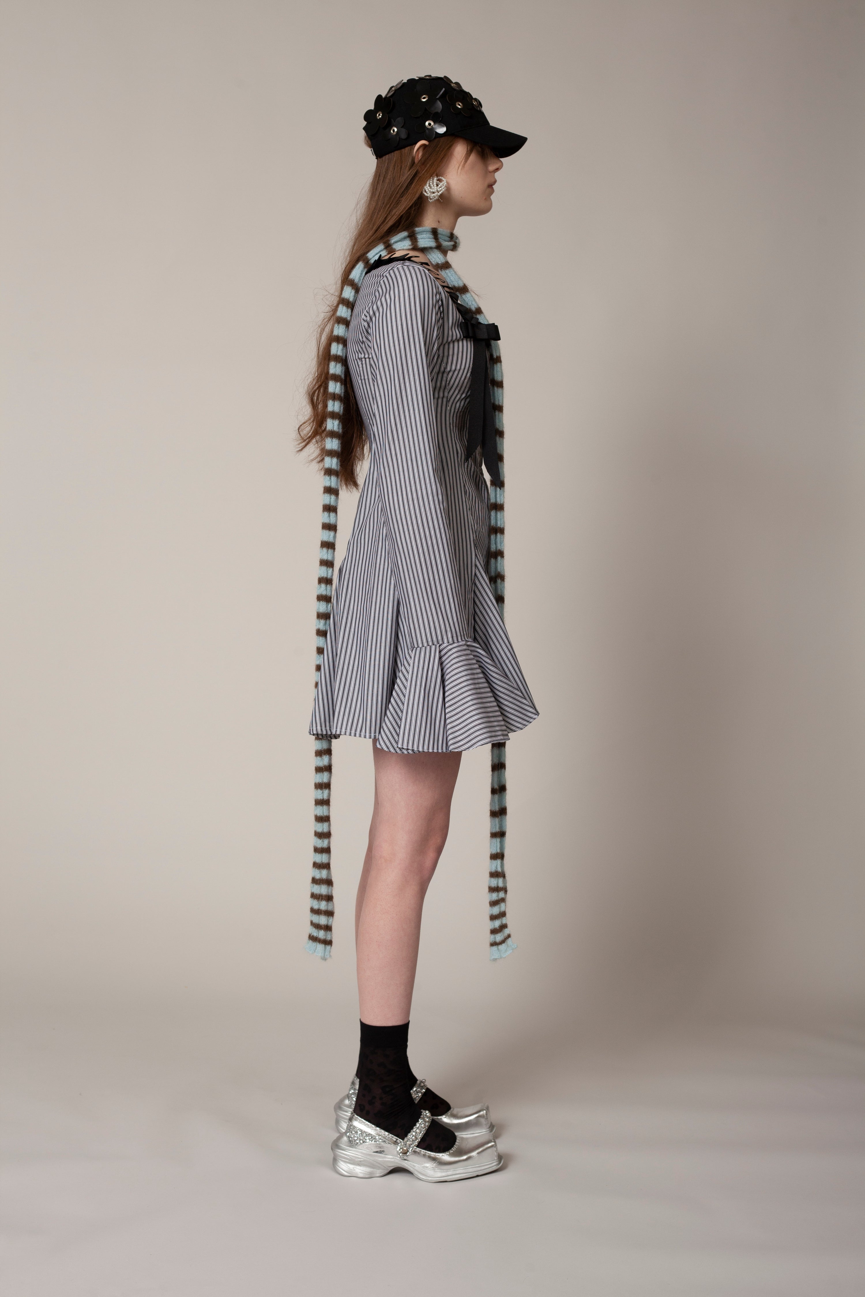 Kiara scarf - blue brown mohair