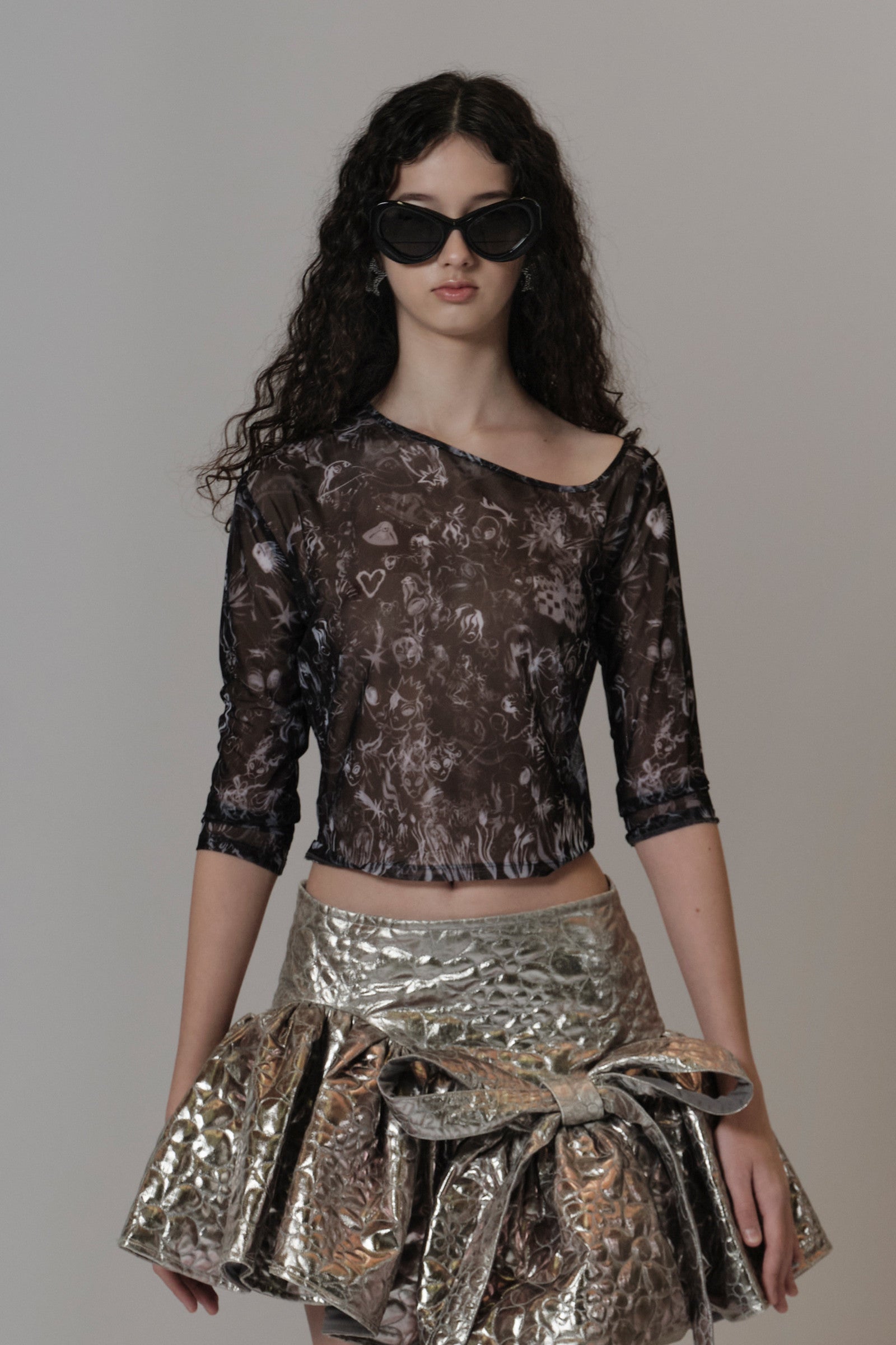 Tilly top sketchbook print black