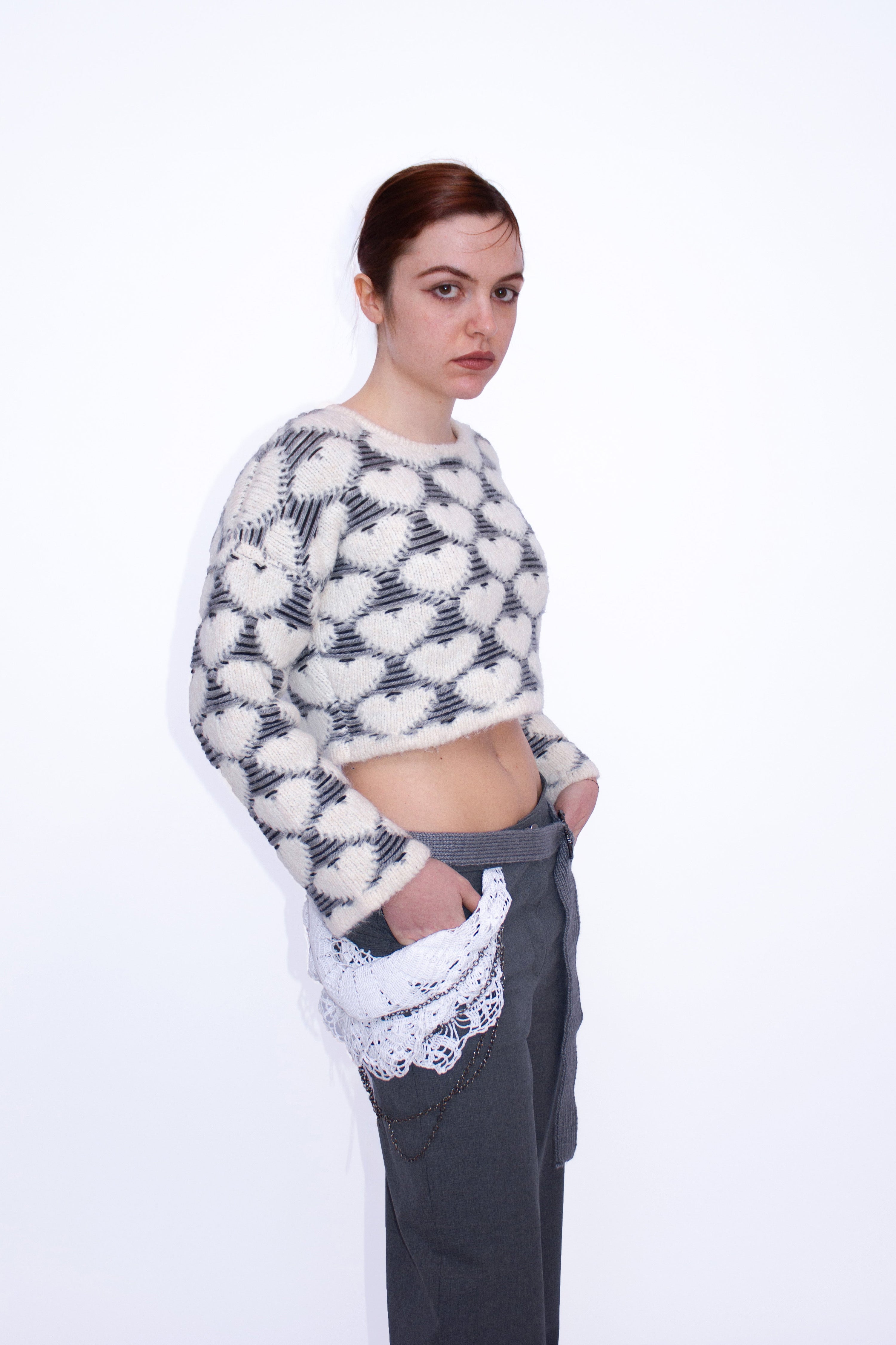 Maglia a cuori jacquard