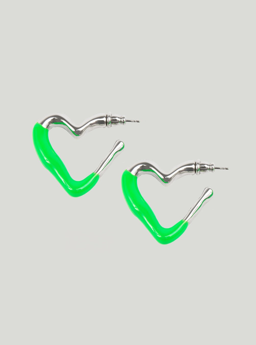 Green melted heart hoops