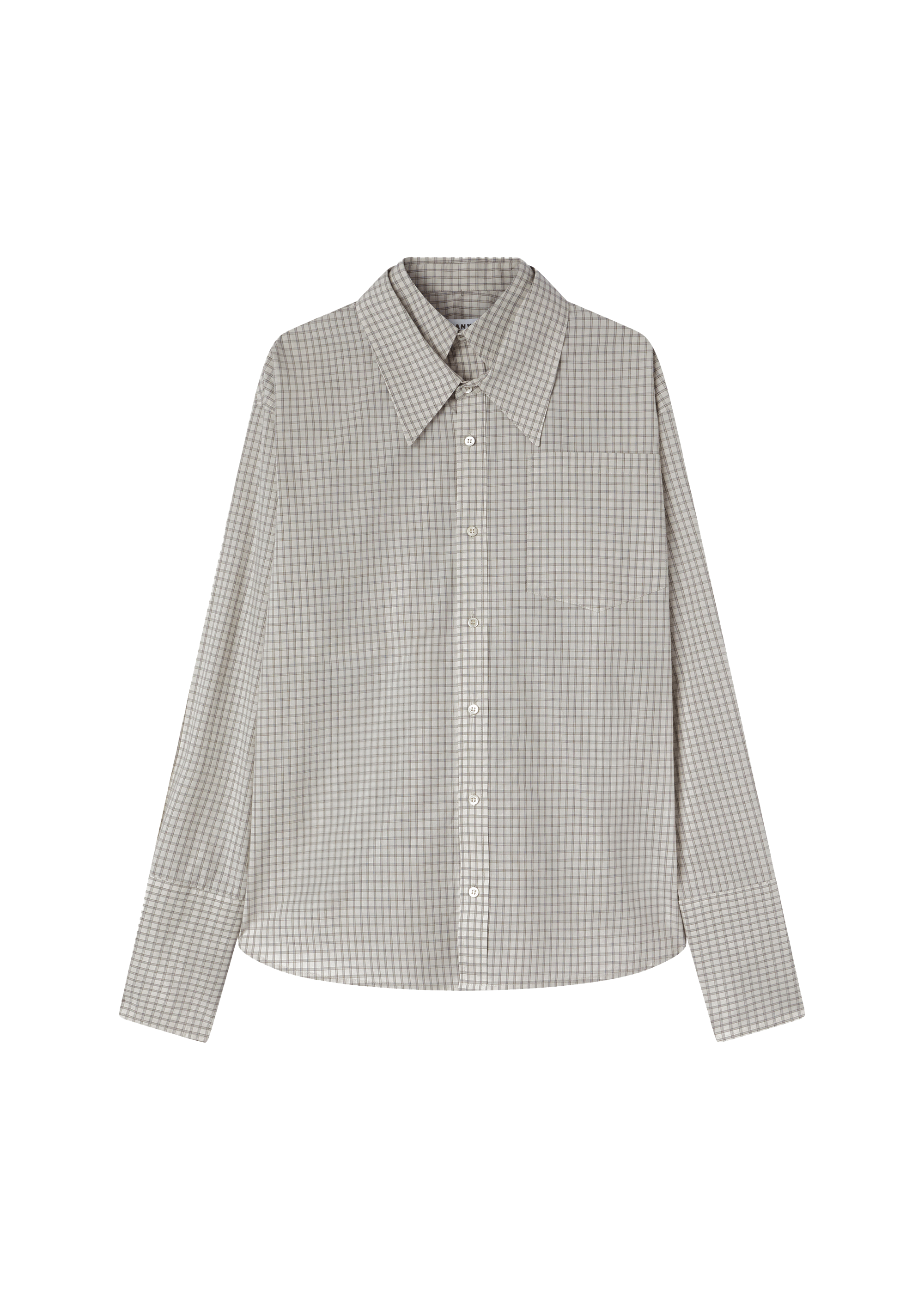 Clover shirt linen / check brown