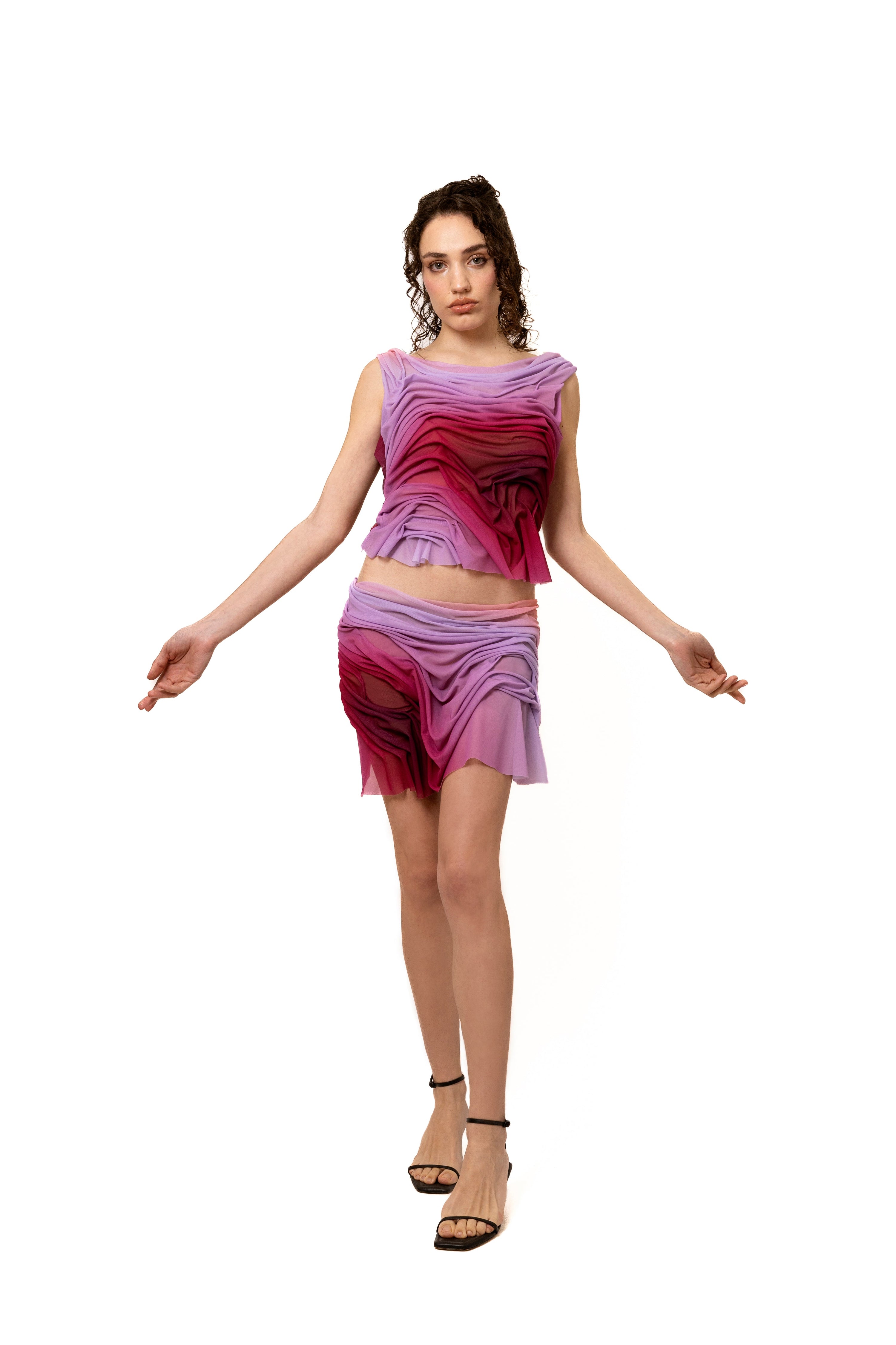 Sunset gradient wetlook mini skirt