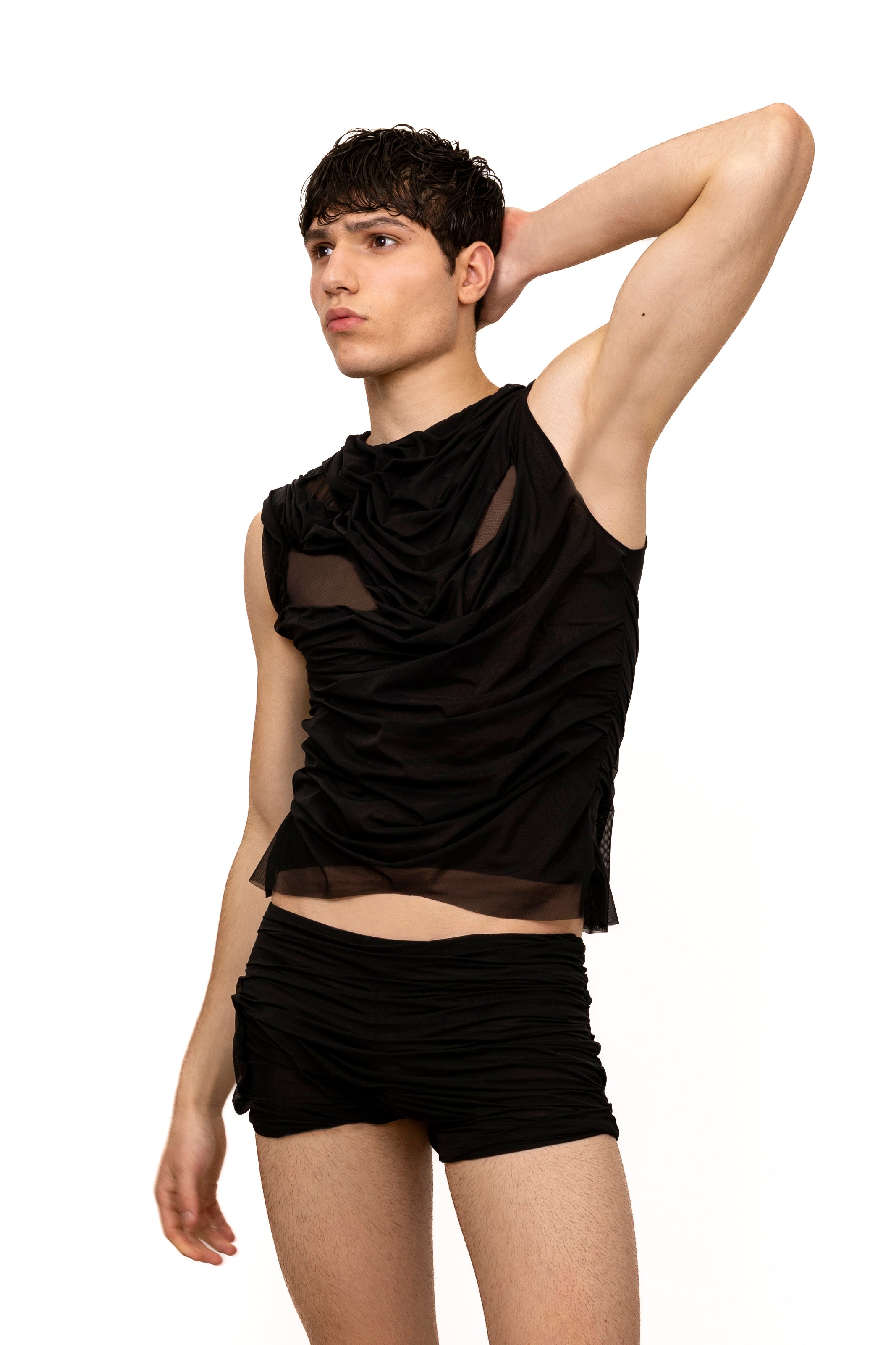 Wetlook mini shorts black