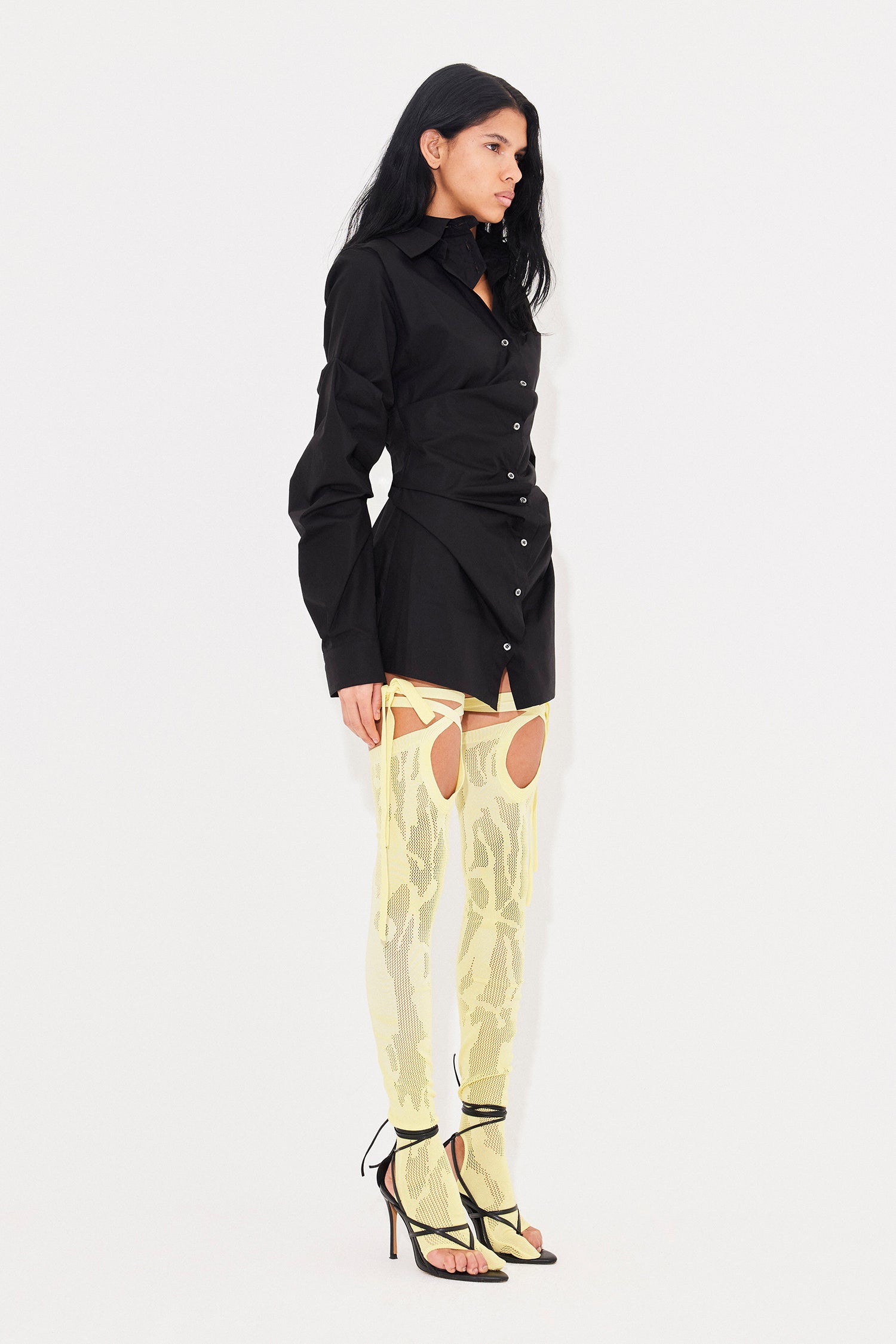 Heat tech tabi stockings yellow-white