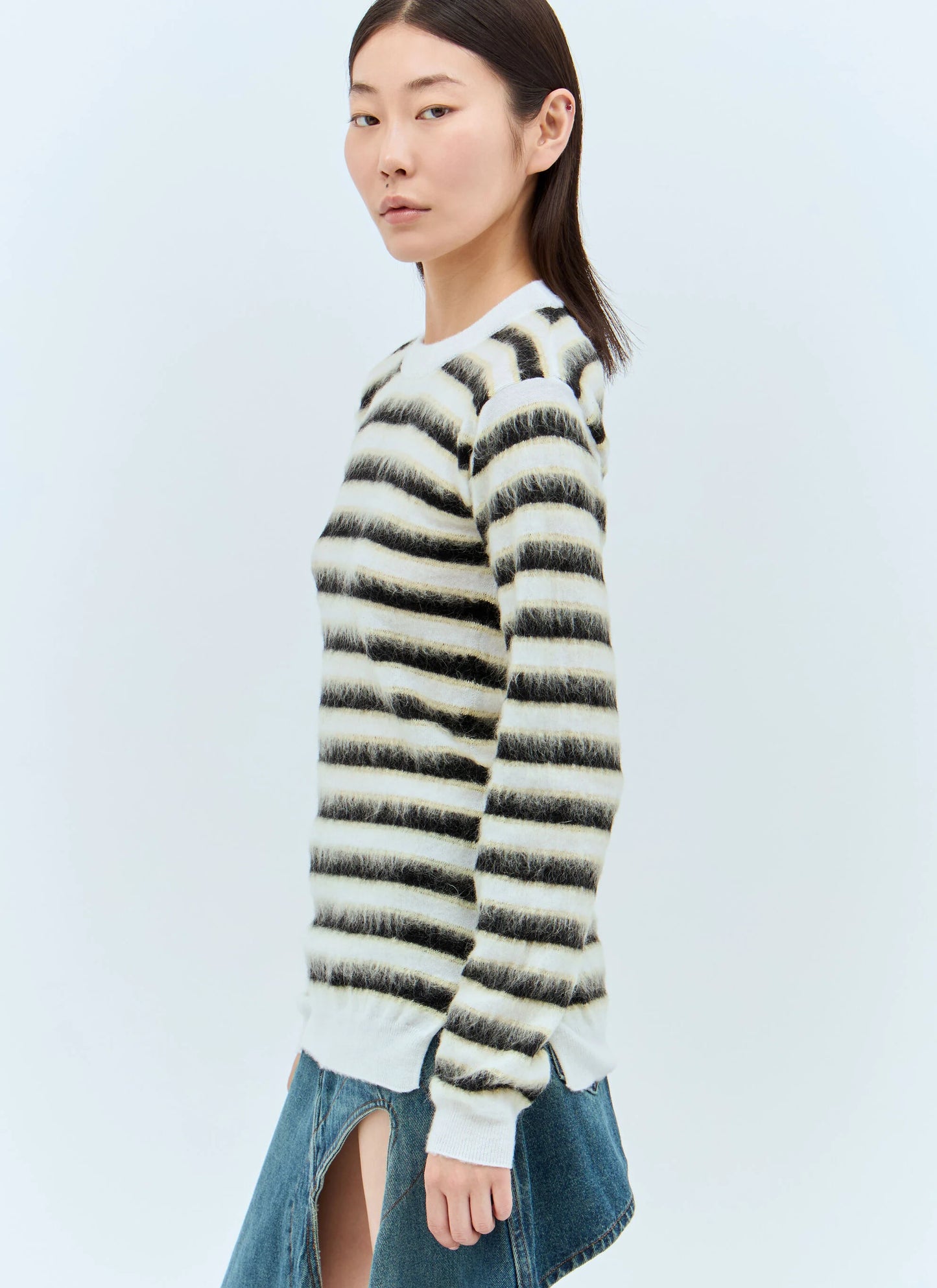 Striped Wool-Mohair Sweater