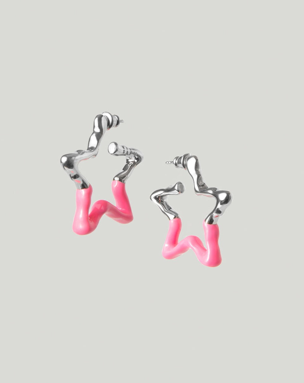 Pink melted star hoops