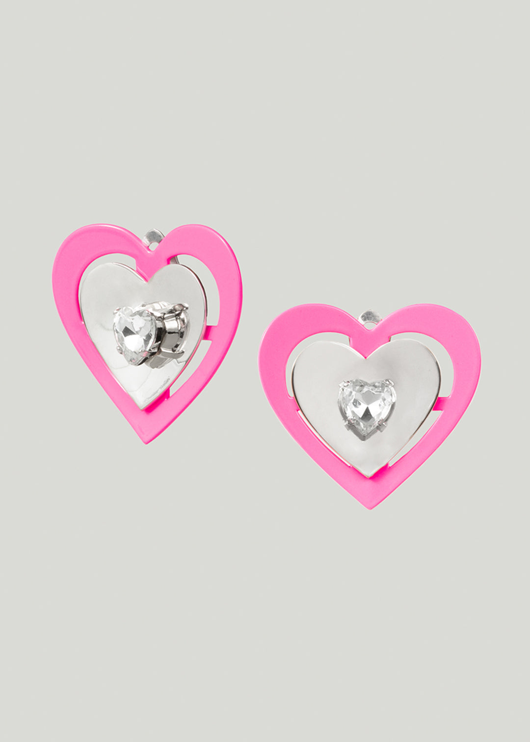 Pink neon heart earrings
