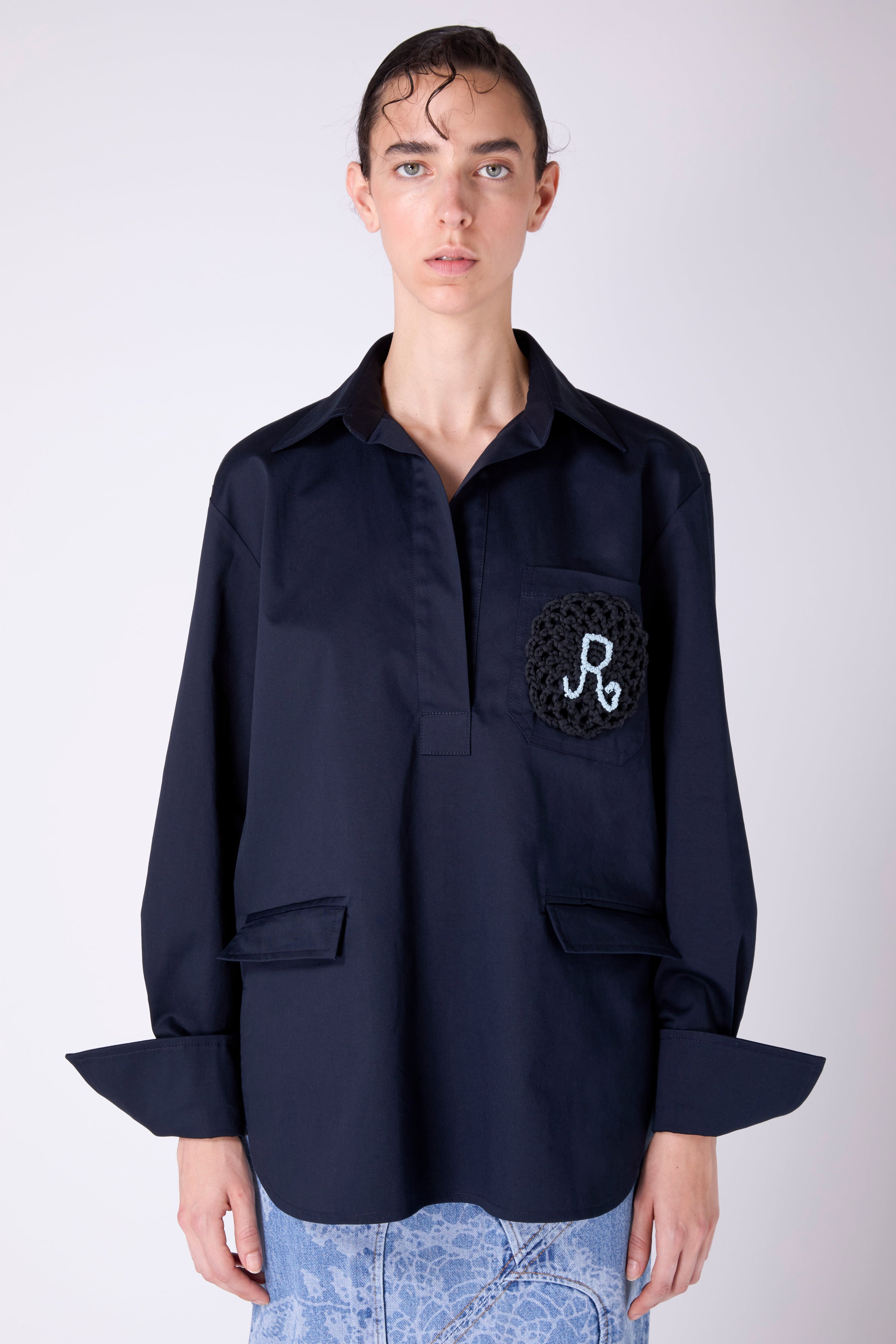 Camicia over con tasca patch