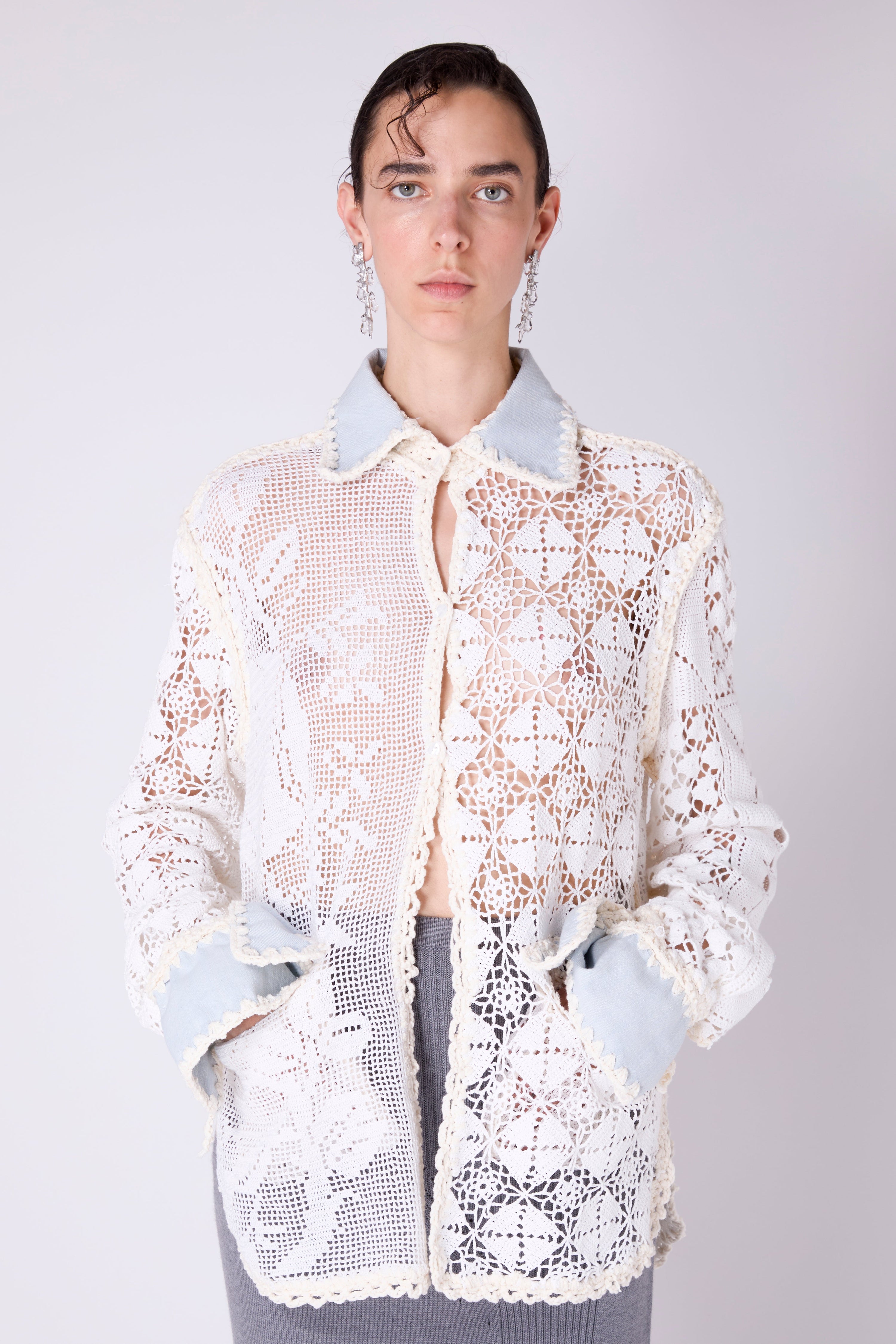Camicia oversize uncinetto