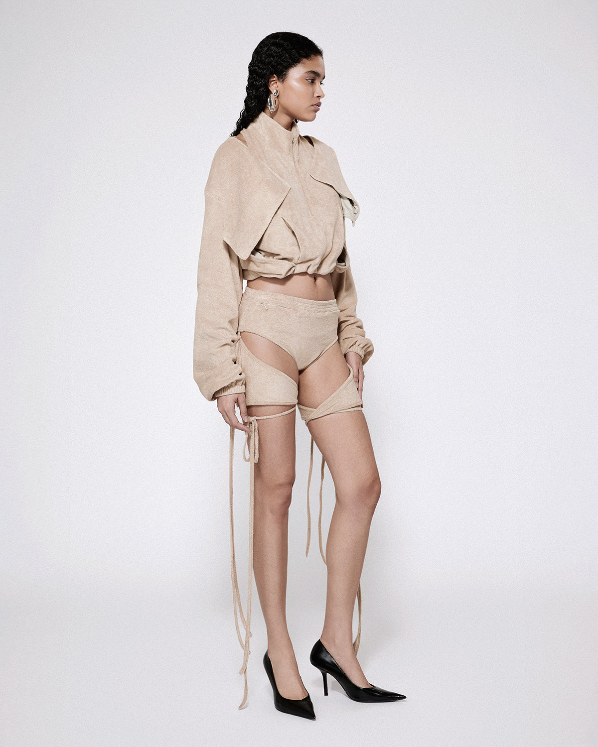 Rodeo shorts with chaps sand