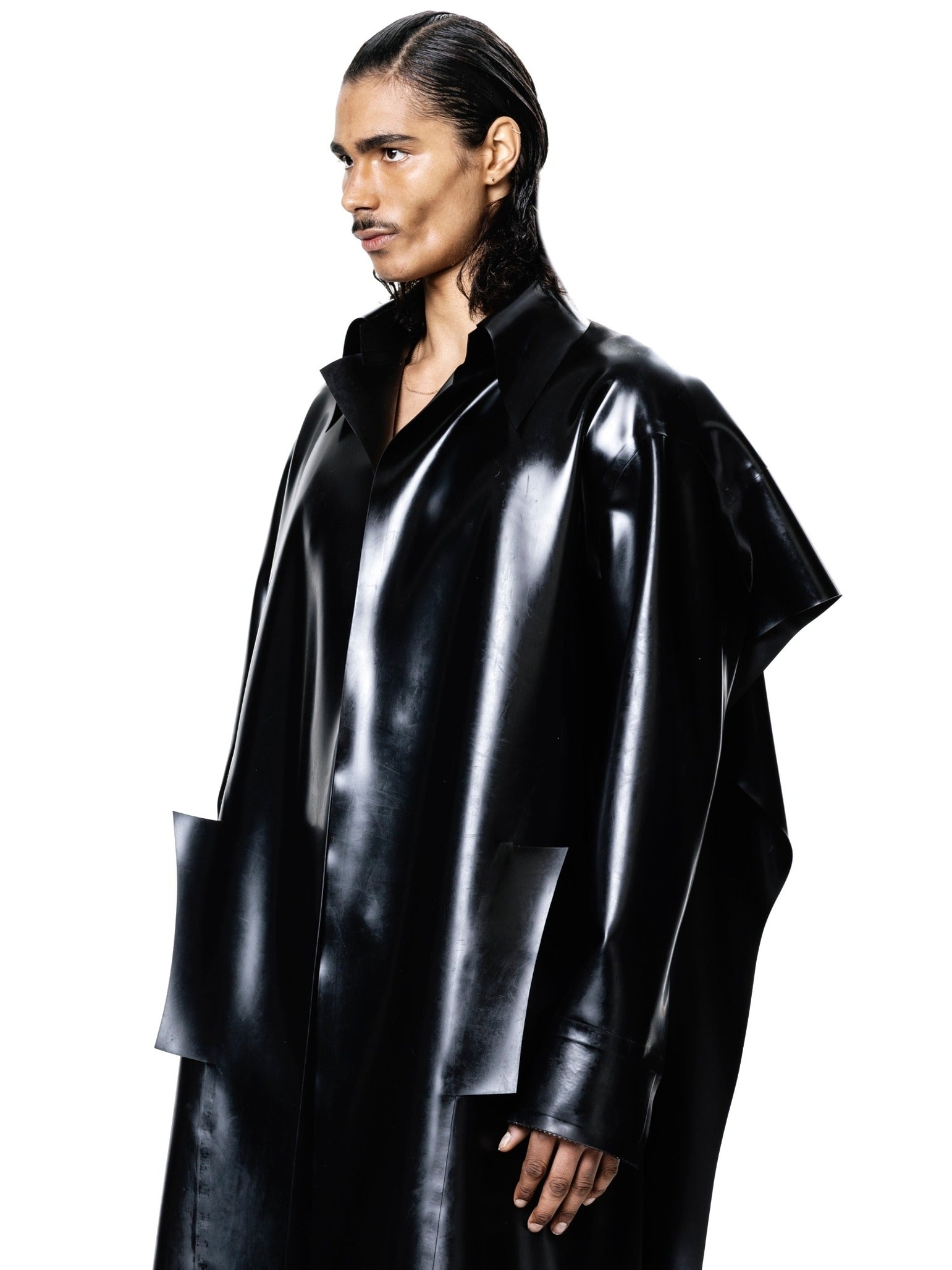 Latex cape coat