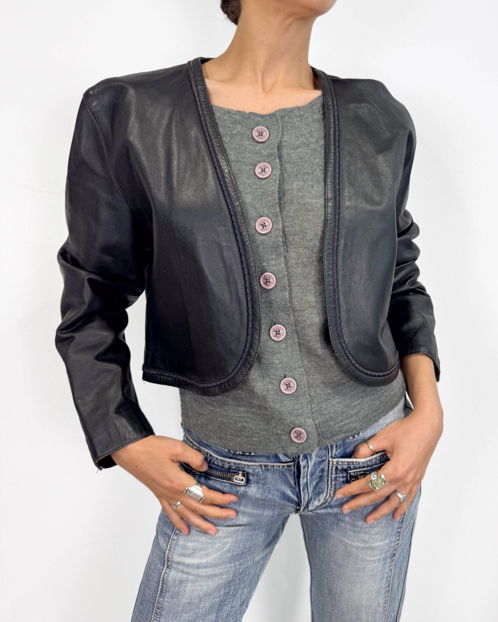 The emma leather bolero