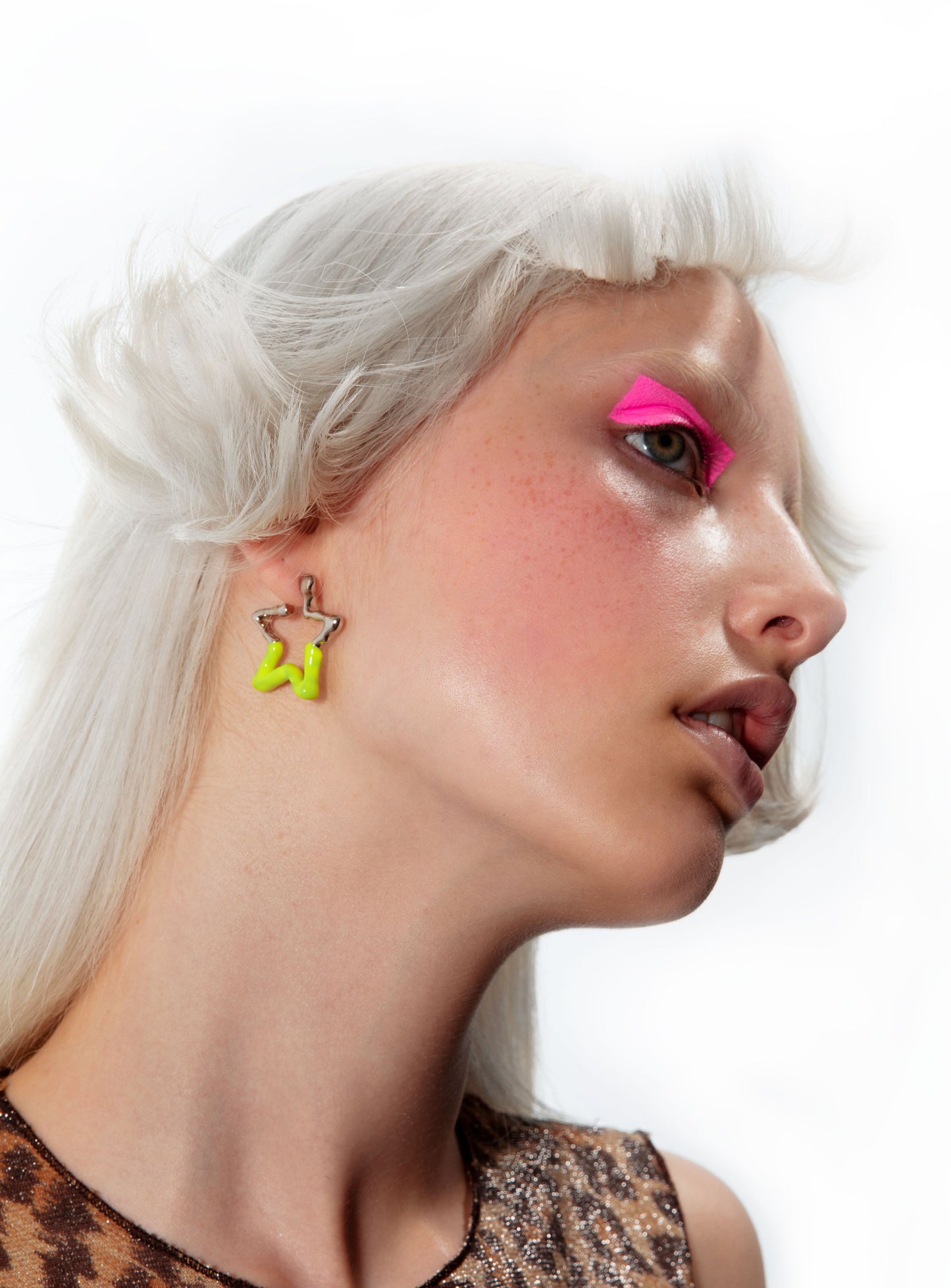 Yellow melted star hoops