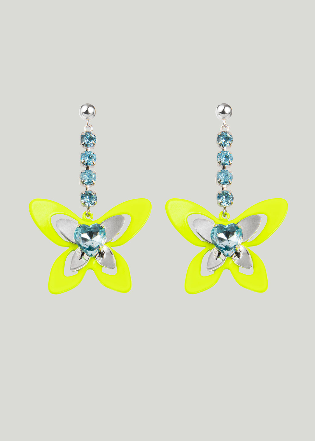 Yellow neon butterfly earrings